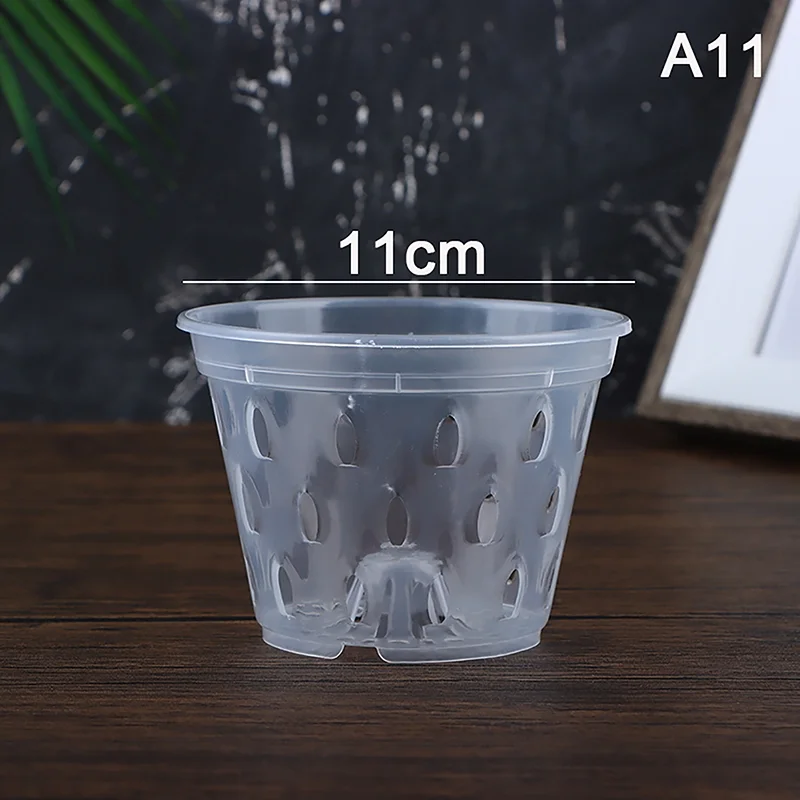 1Pc Flowerpot Garden Planter Drainage Pots with Holes Transparent Orchid Baskets Plastic Breathable Flower Pots Accessories