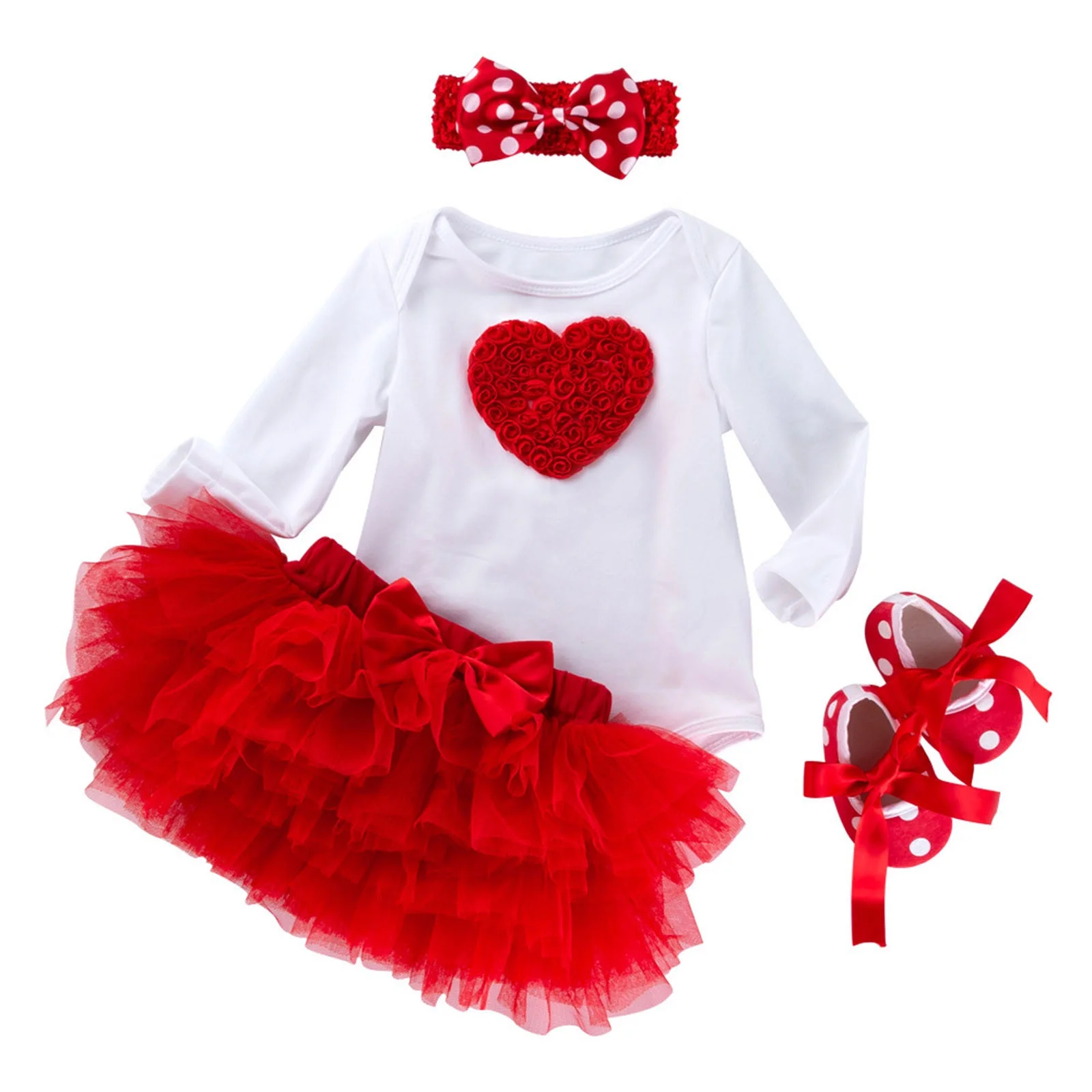 Summer Jean Skirt Infant Baby Girls Heart Embroidery Romper Bodysuit Tutu Tulle Skirt Headband Socks Shoes Valentine'S Day Outfit Set Skirts For Women Dressy Casual Midi