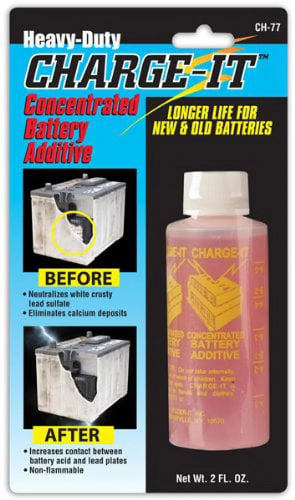 Solder-It Charge-It Battery Additive Heavy-Duty Concentrate (2 fl oz) | Battery Desulfator and Reactivator for Motorcycle, Golf Cart, Truck and Boat Batteries | Can Restore Charge to Dead Car Battery