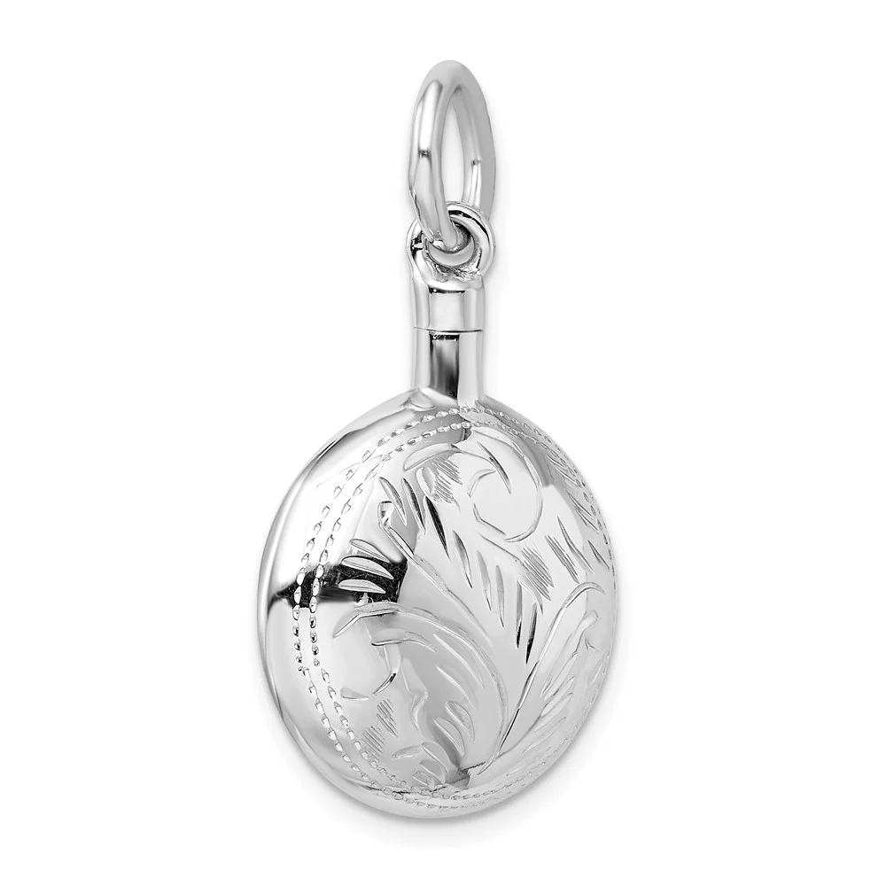Sterling Silver RH-plated Polished Screw Top Ash Holder Pendant QQC9176