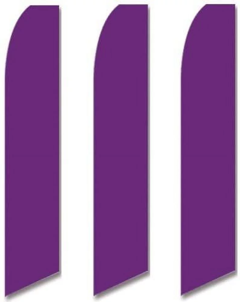 3 three Pack Tall Swooper Flags Dark Purple Plum Solid Plain Color
