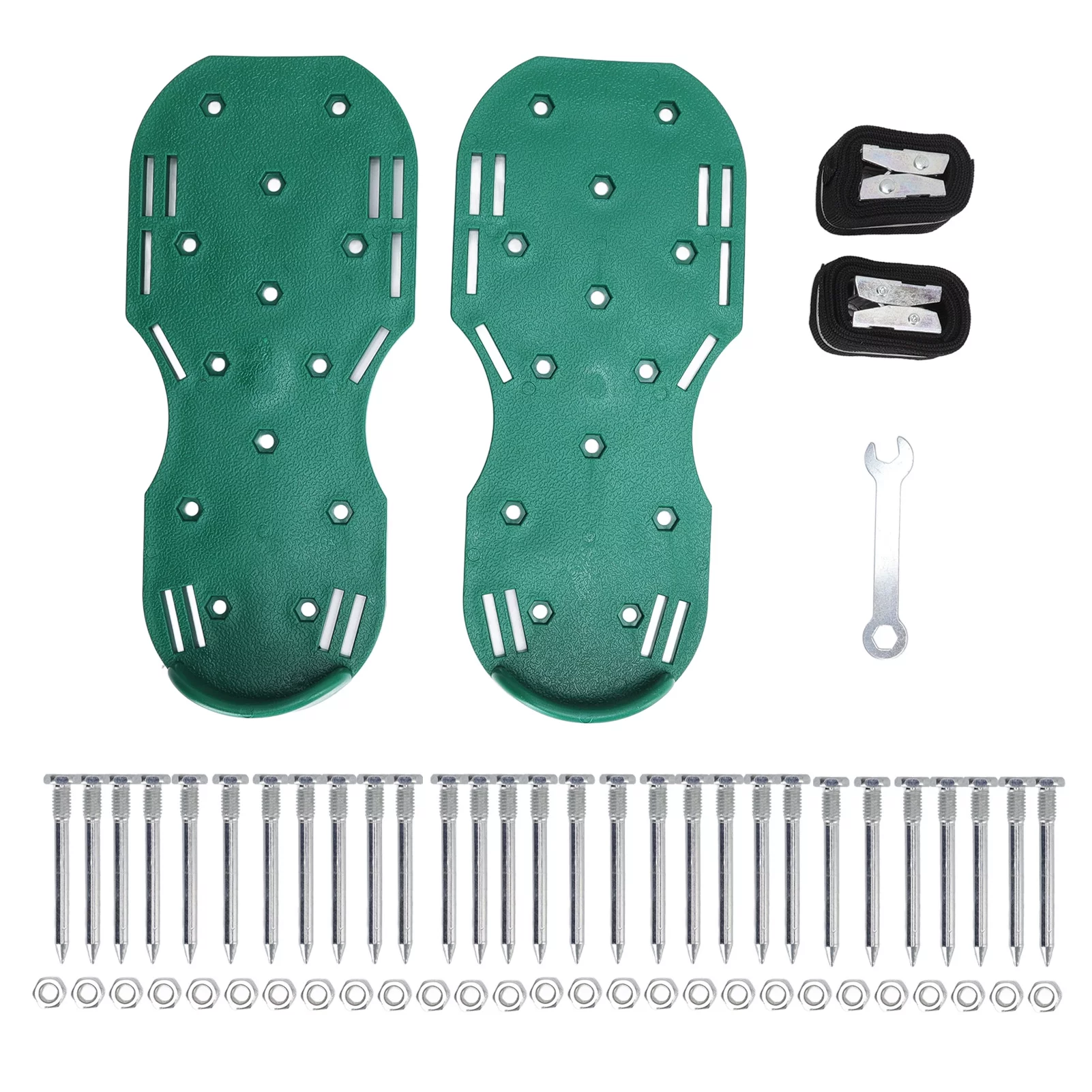 BOROCO Lawn Aerator Shoes,Aerating Shoes Adjustable,Lawn Aerator Sandals with Metallic Buckles, Heavy Duty, for Yard Patio Lawn Garden(green)