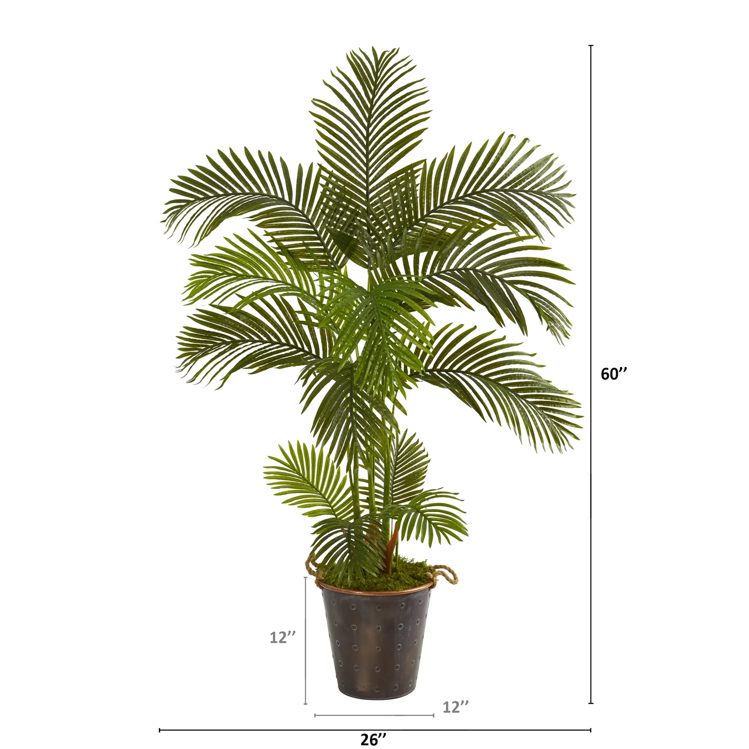 Nearly Natural 5ft. Areca Palm Artificial Tree in Floral Print Planter