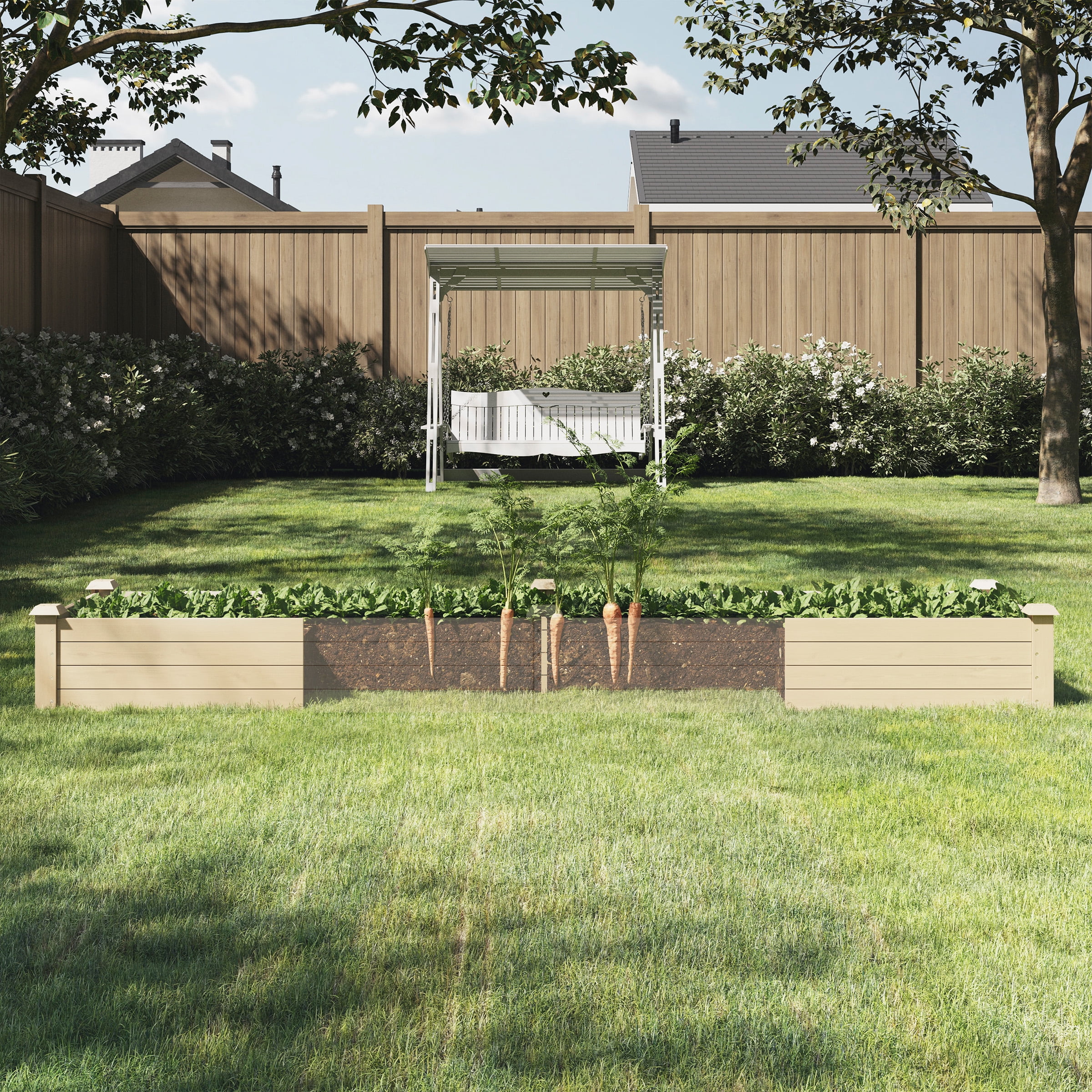 Home-Complete Raised Garden Bed - 8ftx2ft Wood Planter Box with Open Bottom