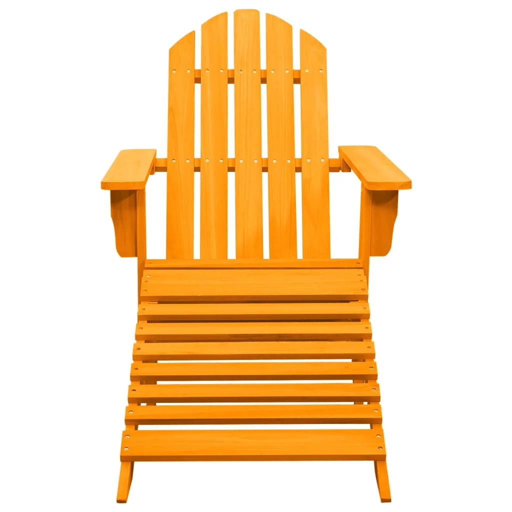 Anself Patio Adirondack Chair with Ottoman Solid Fir Wood Orange
