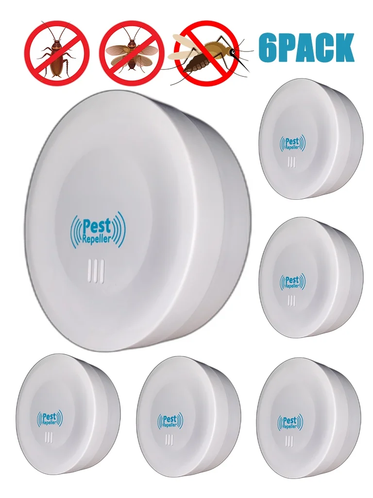 Ultrasonic Pest Repeller 6PCS,Electronic Ultrasonic Plug-in Pest Repellent for Home,Kitchen Office,Warehouse,Hotel Indoor Repellent Get Rid of Mice,Rats,Ants,Spiders,Roaches