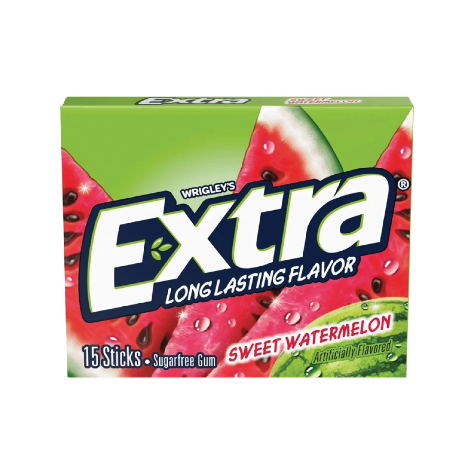Full Box 10x Packs Wrigley's Extra Sweet Watermelon Gum - 15 Sticks Per Pack