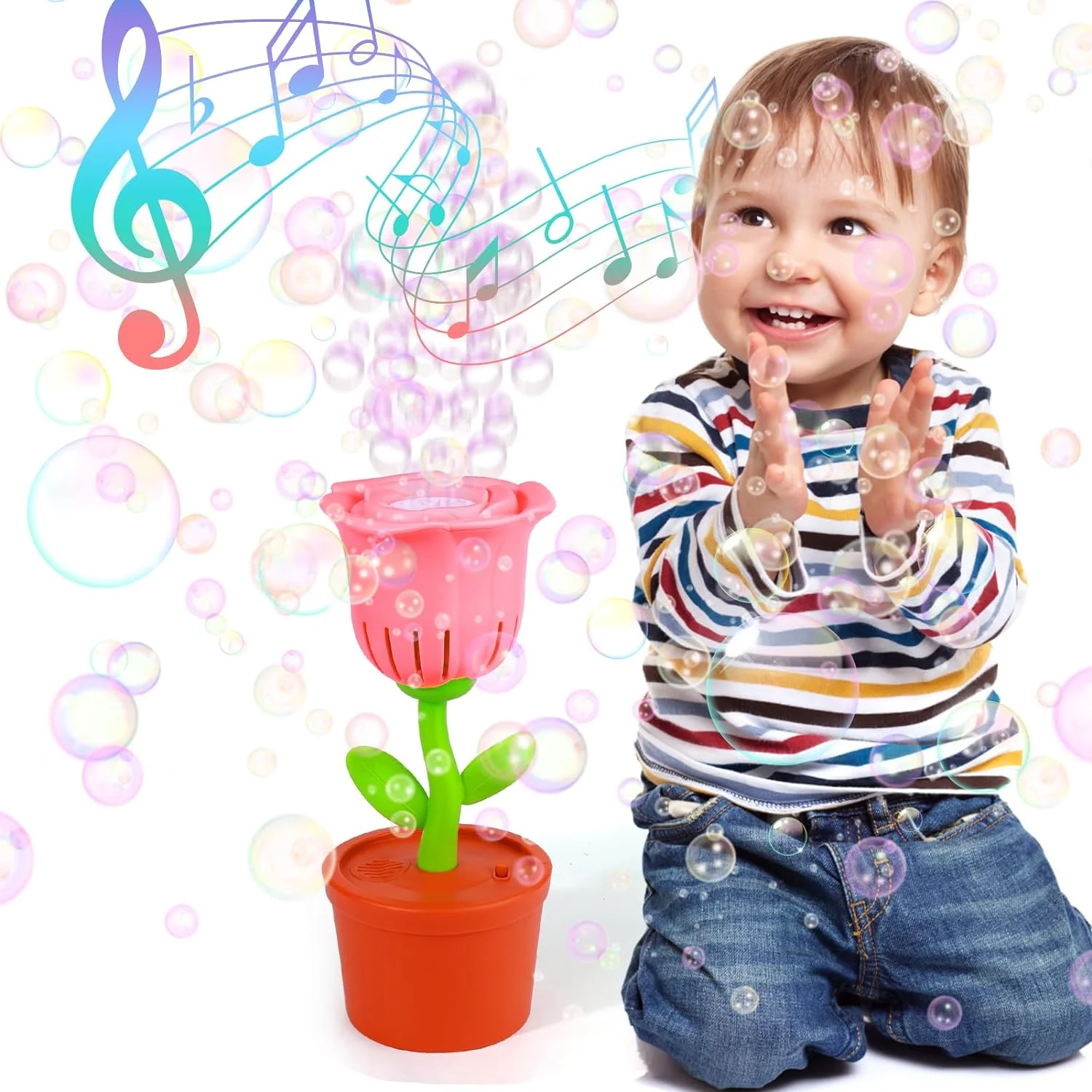 Bubble Machine for Kids, Flower Bubble Maker, Bubbles for Toddlers Outdoor Toys Party Supplies