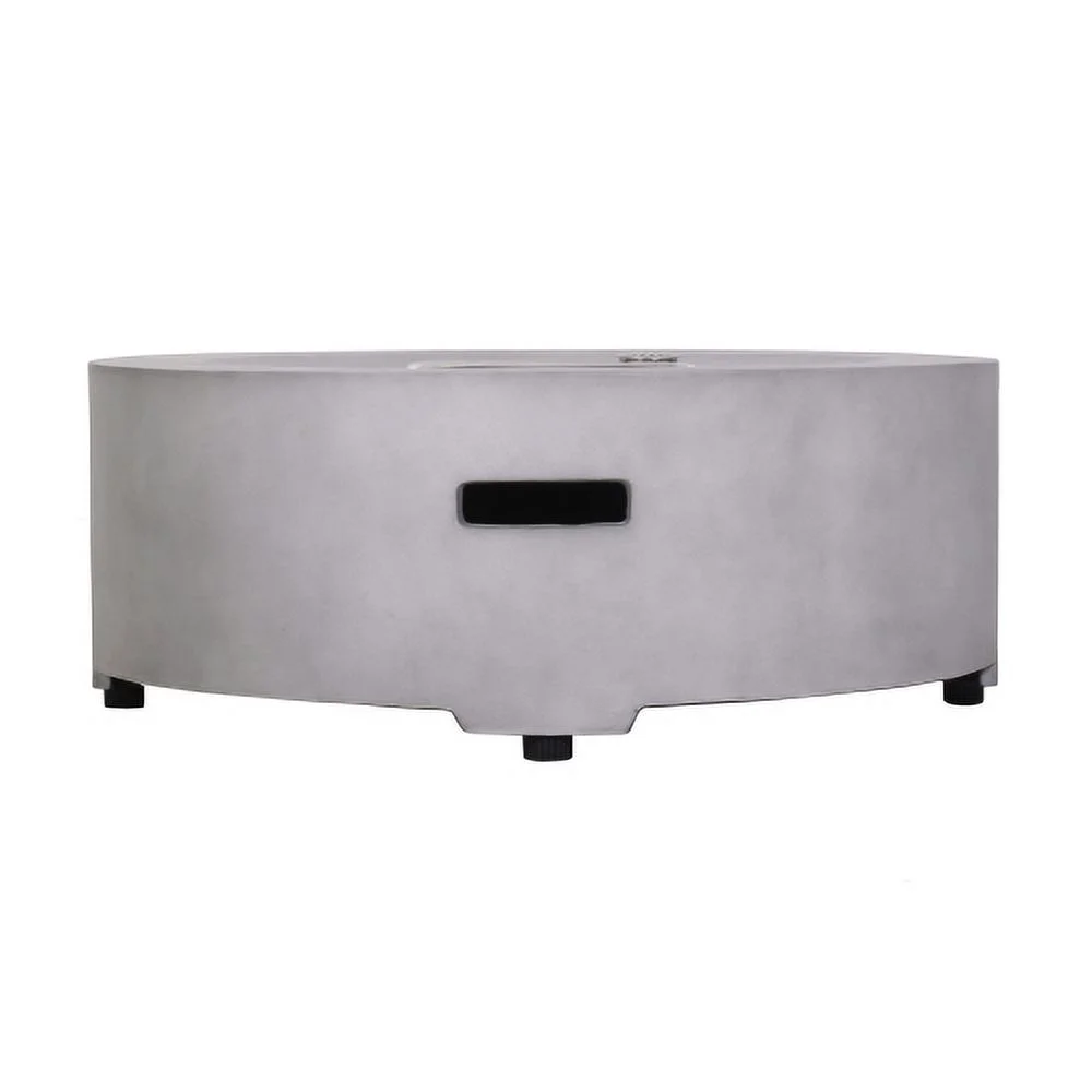 Buumin Diameter 30 Inch x 11 Inch Round Faux Concrete Texture Propane Gray Fire Pit With PVC Weather Cover