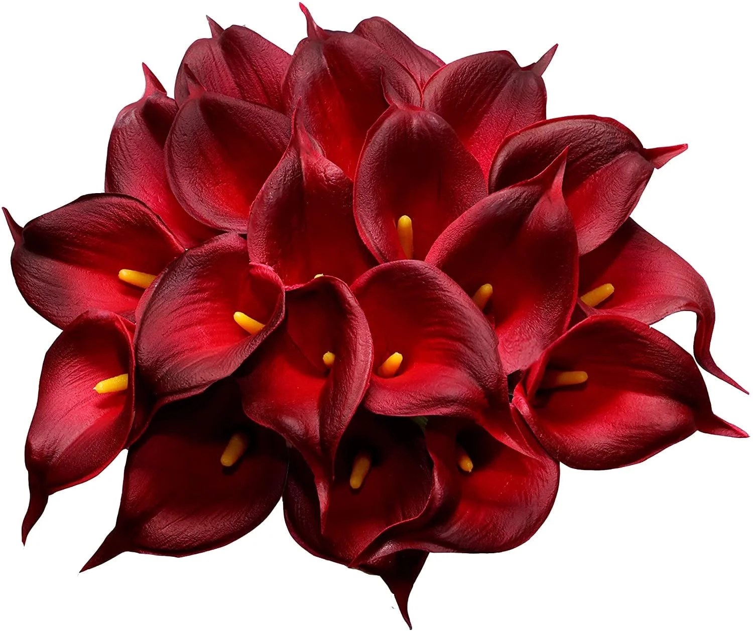 OKbus 20 Pack Artificial Flowers Calla Lilly Large Latex Fake Bouquet Soft Real Touch Long Stem Plants - Burgundy