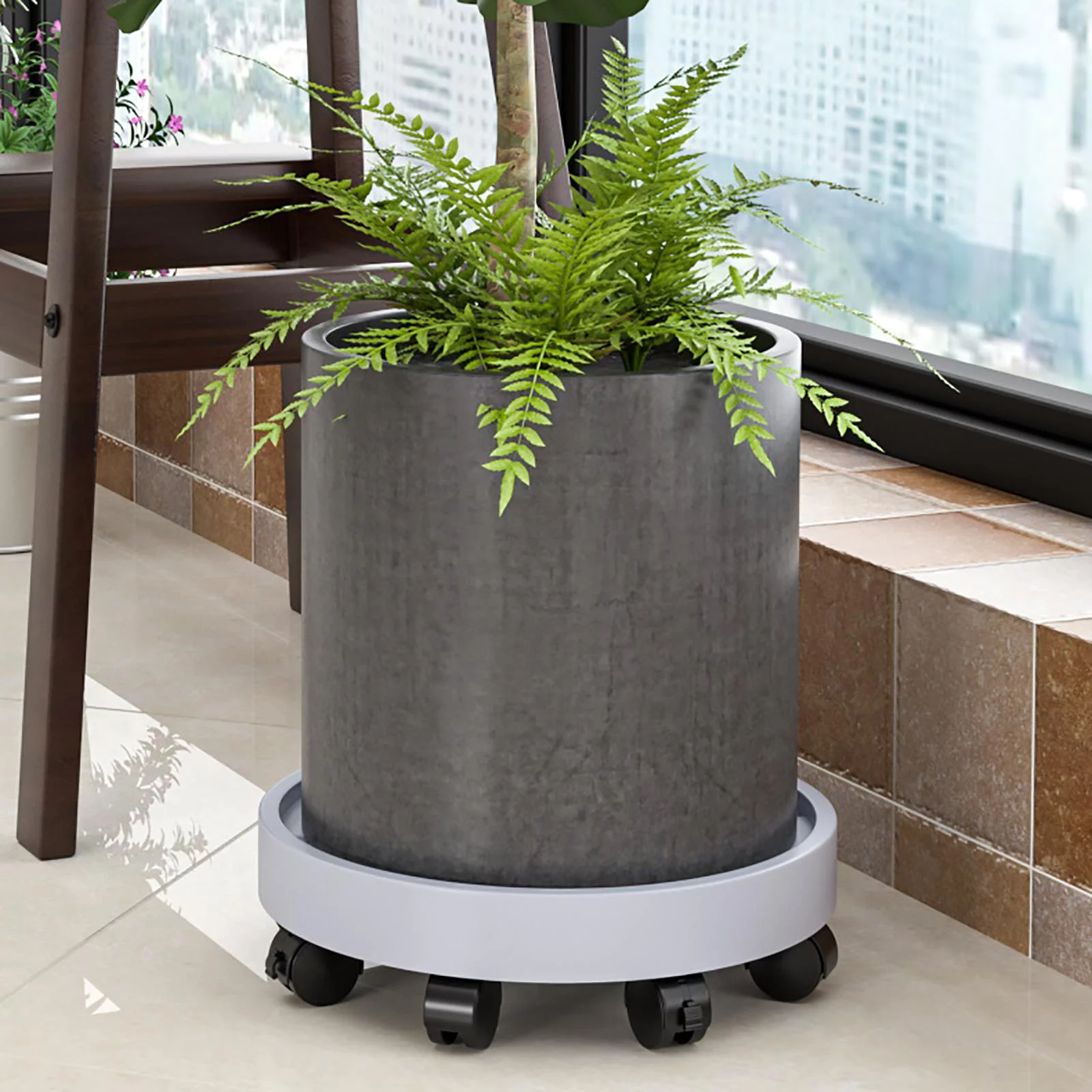 Plant Wheels, Round Flower Pot, Planter Trolley Casters, Moving Plant Pot Roller Planter Trolley Caster , Gray