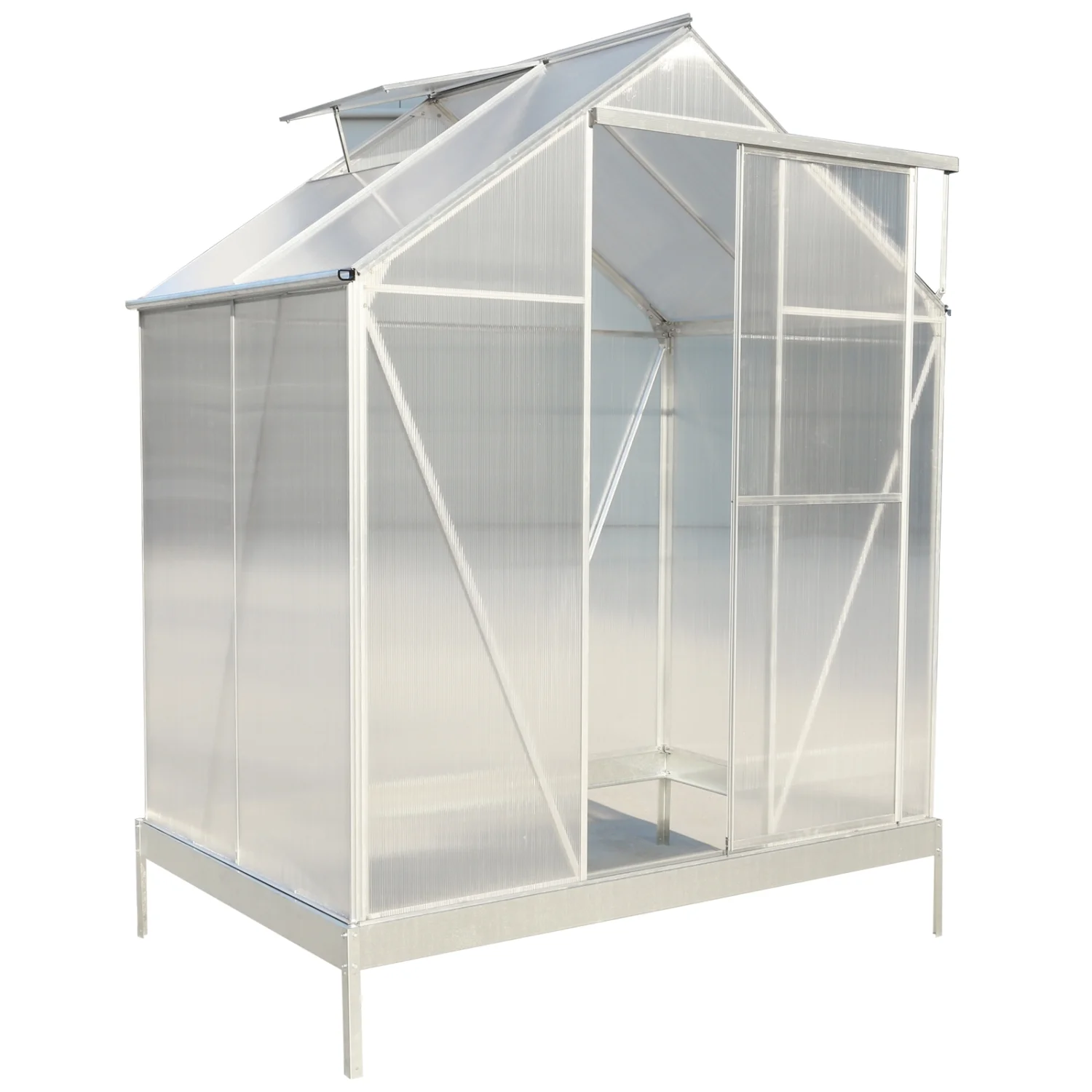 Vibrant Green Durable Heavy Duty 6.3‘*4.2‘*7‘ Polycarbonate Greenhouse - Premium Outdoor Aluminum Walk-in Green House Kit with Built-in Rain Gutter  Ventilation System  and Easy Access Do