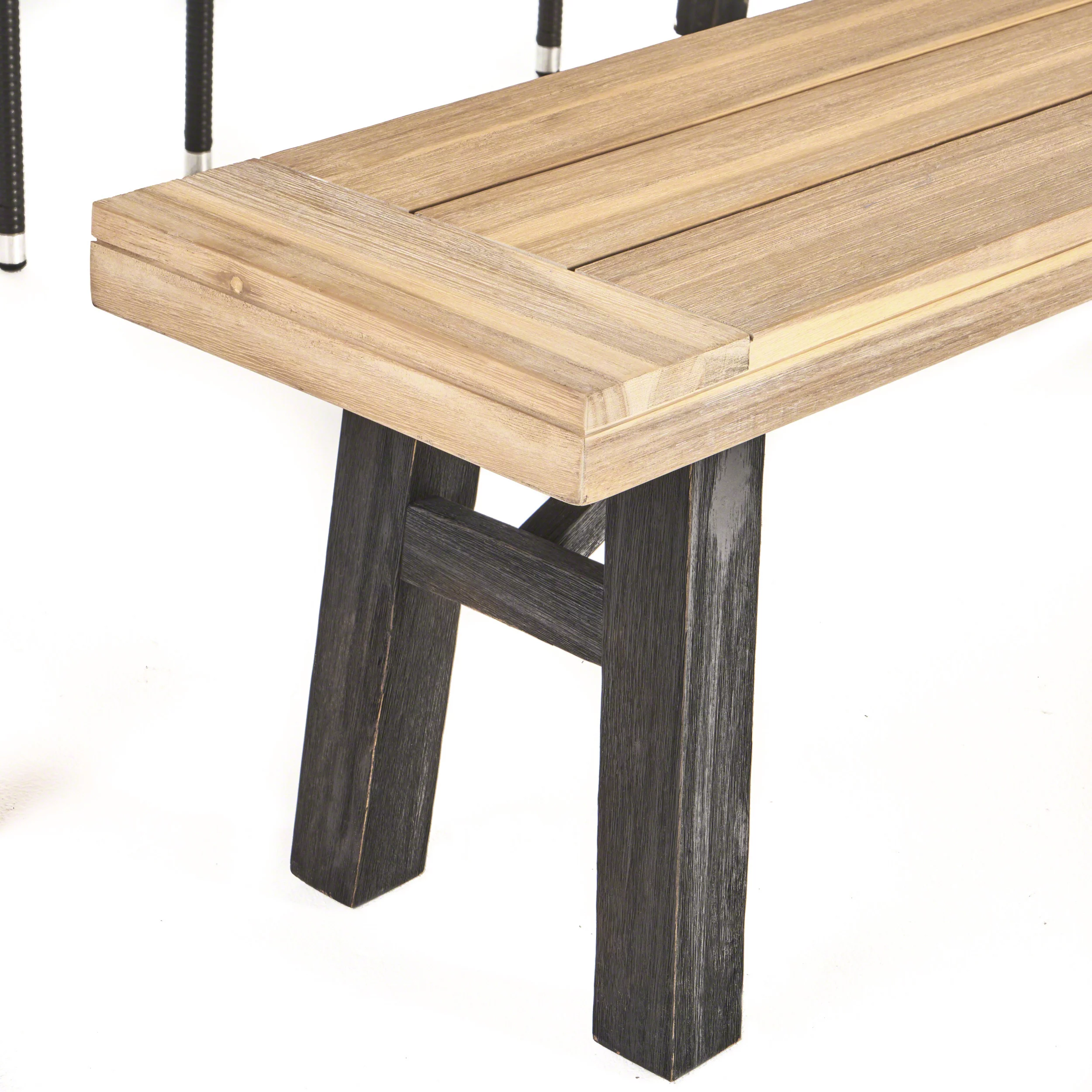 Courtney Outdoor 6 Piece Acacia Wood Dining Set with Wicker Dining Chairs with Cushions, Brushed Grey, Brushed Mahogany, Multibrown, Beige