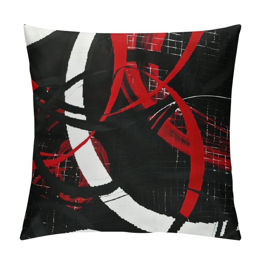 Ollo0ord Cushion Case Black Red and White Pillow Cover for Outdoors Chair Home Bed Sofa Couch Office Modern Rings Pattern Cushion Cover for Teens Adult Boys Girls, White