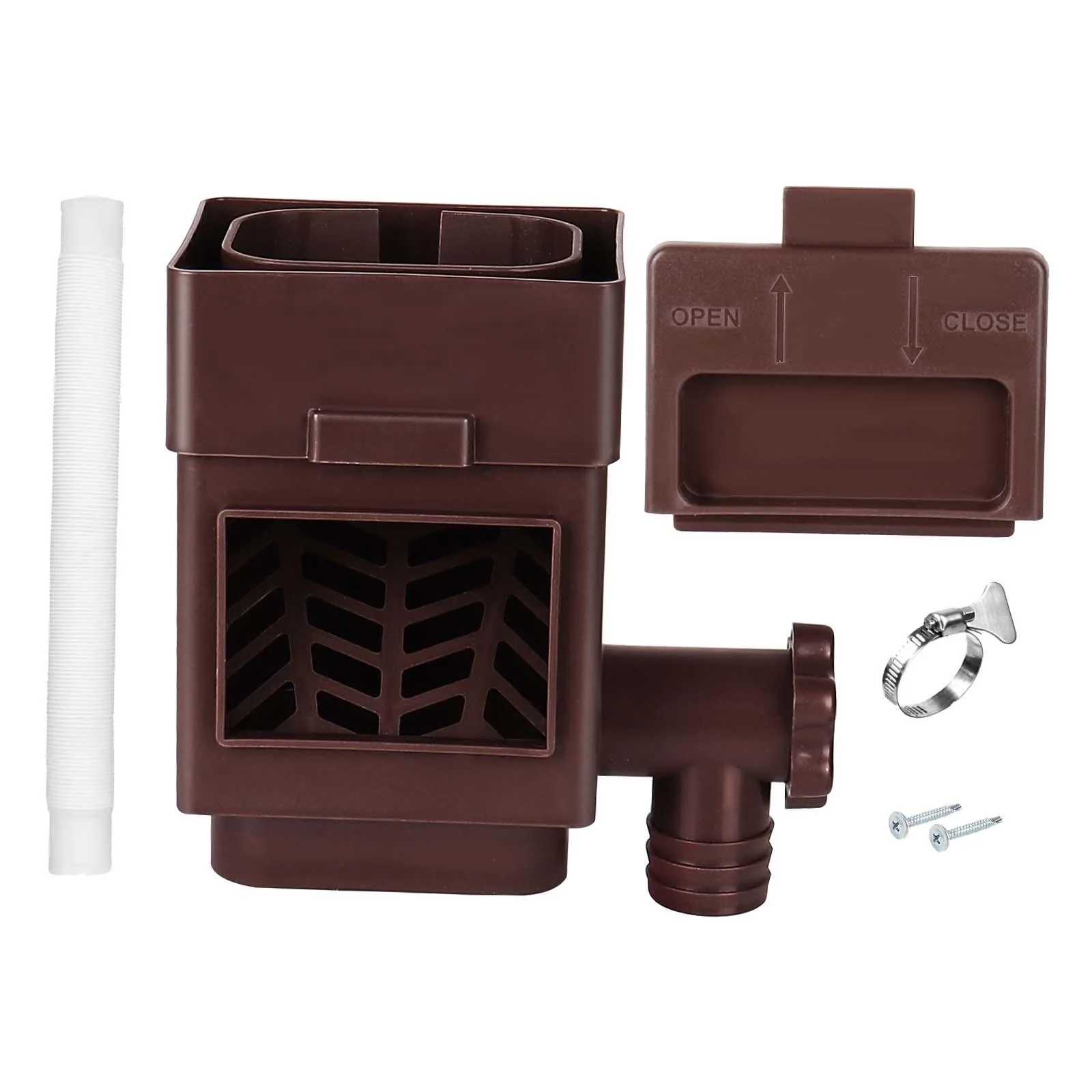 figatia Rain Water Collection System, Raindrop Collection, Rain Barrel Diverter for Downspouts Landscape Yard Watering Brown