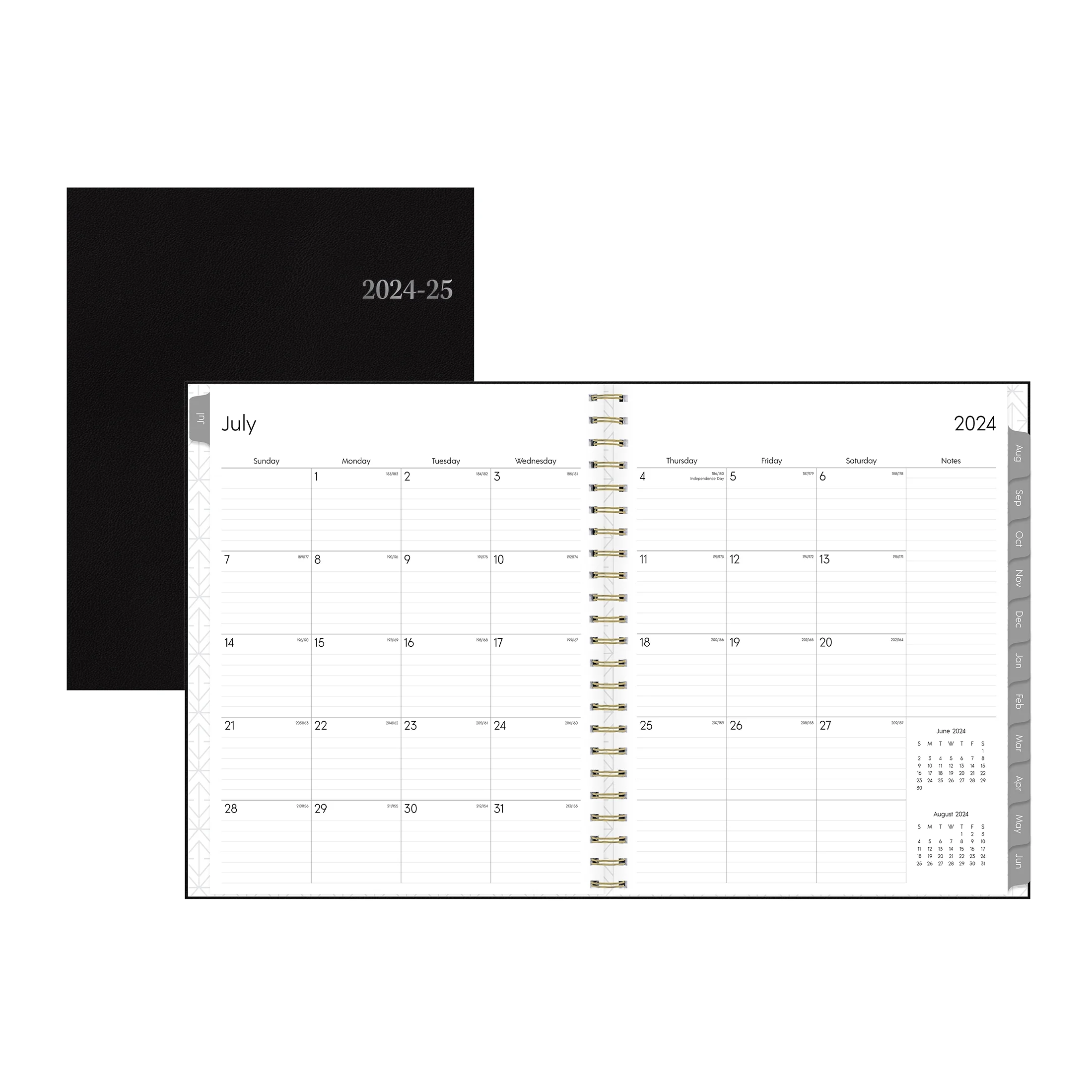 2024-25 Weekly Monthly Concealed Wire Planner, 8.5x11, by Blue Sky, Black