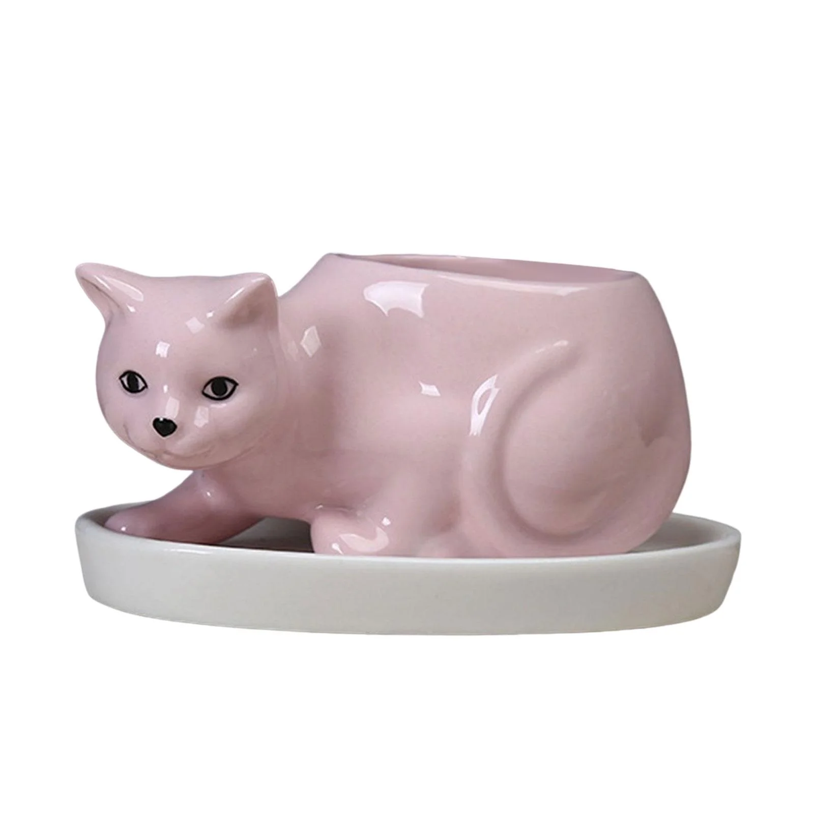 Planter Pots Bonsai Planters with Drainage Hole Mini Ceramic Pots Planter Pot Outdoor Tabletop Home Decor , Pink, 11.5cmx5.5cmx5.5cm