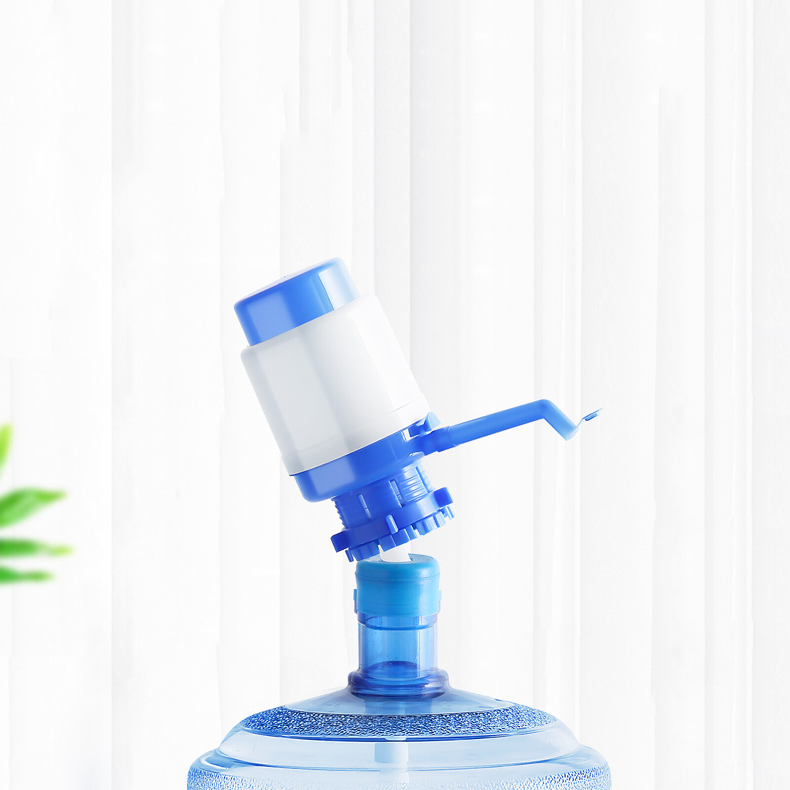 Water Bottles Pump Manual Hand Pressure Drinking Fountain Pressure Pump Water Press Pump with Water Stop Valve (Blue and White)