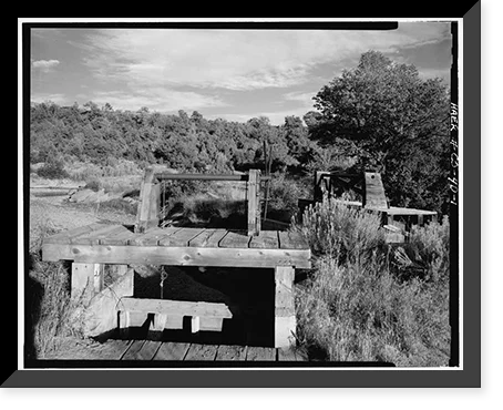 Historic Framed Print, Montezuma Valley Irrigation Company System, Wooden Tainter Gates, Dolores vicinity, Montezuma County, CO, 17-7/8