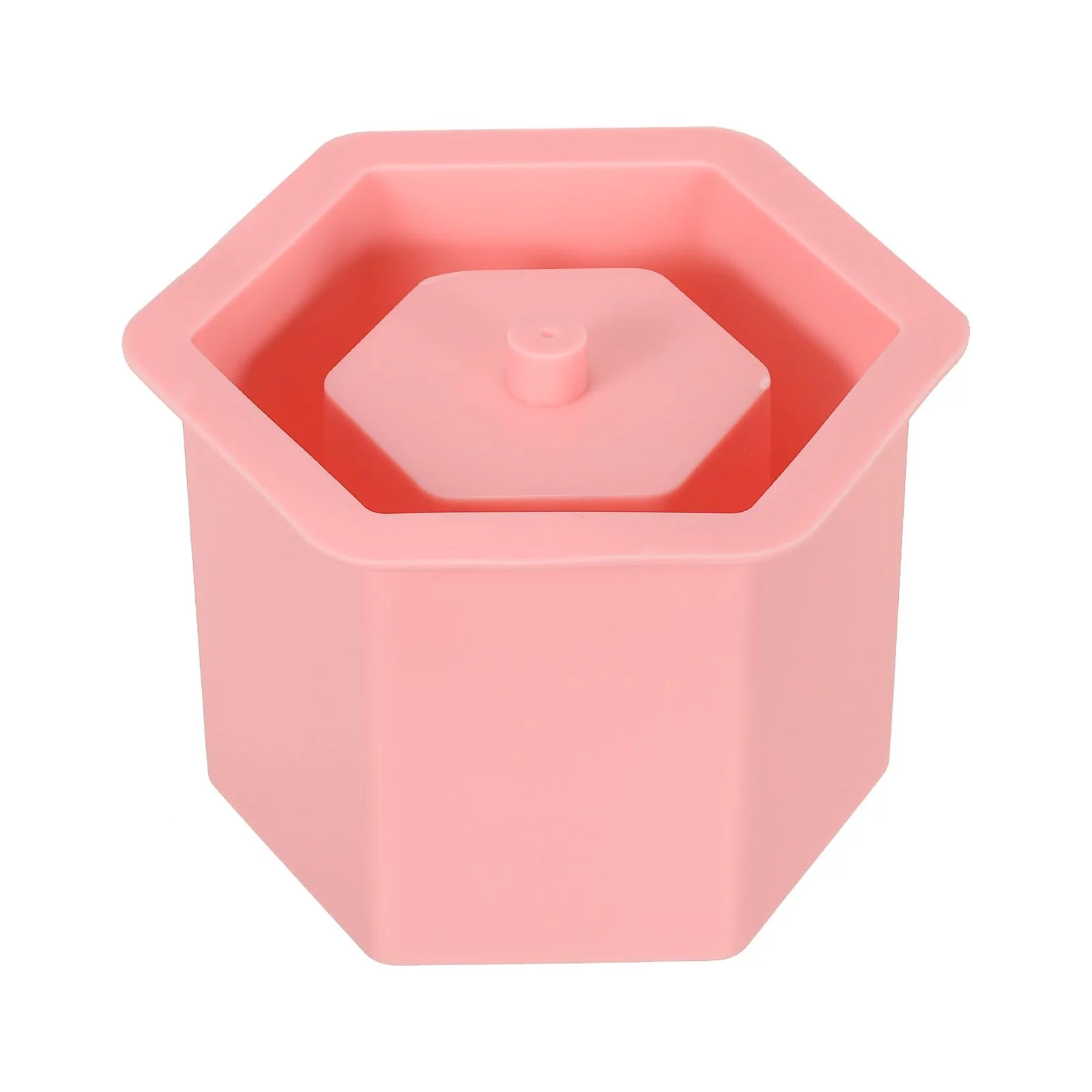 Uxcell Silicone Planter Mold, Hexagon Flower Pot Mold Succulent Mold, Pink