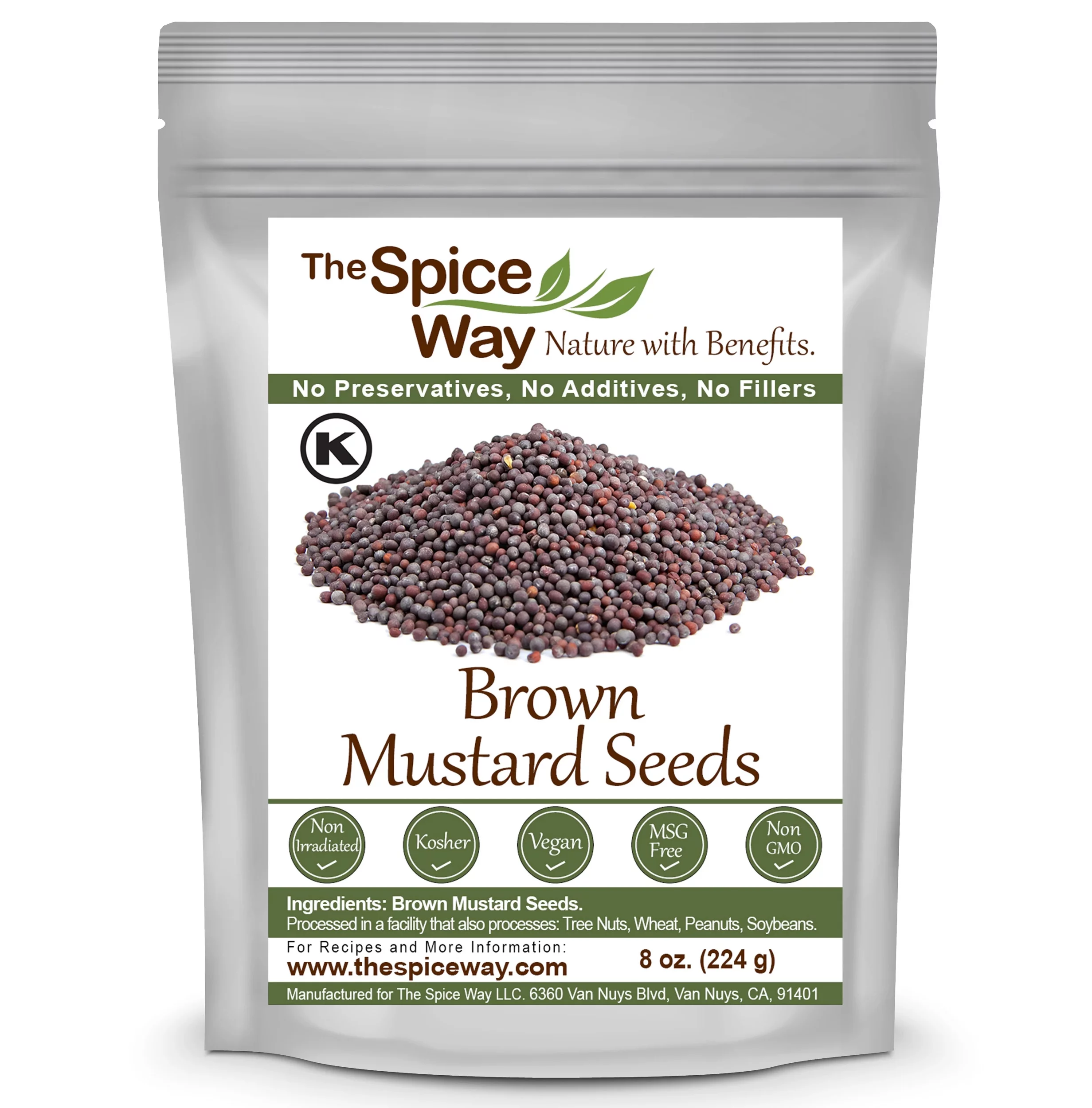 The Spice Way Brown Mustard Seeds - European, Asian and American cuisine Spice Blend – All Natural – 8 oz