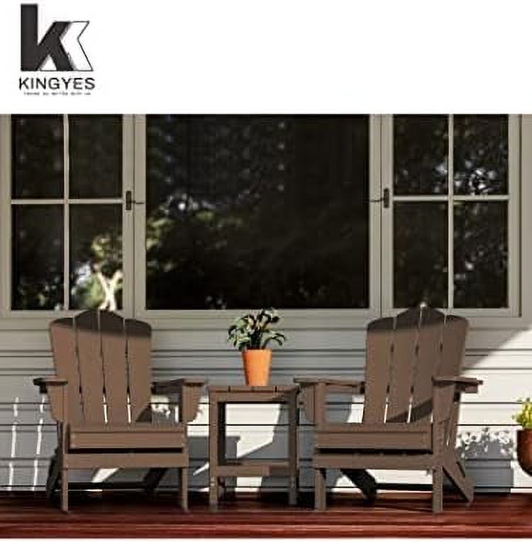 KINGYES Folding Adirondack Chair Set of 2, HDPE All-Weather Folding Adirondack Chair, Light Pink