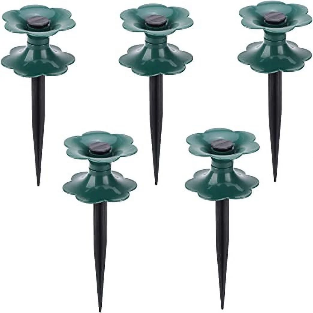 Nvzi 5 Packs Garden Hose Guide, Flower Shaped Water Hose Holder Spike Stand with Stake, Garden Plant Saver for Outdoor Lawns Yards, Green,