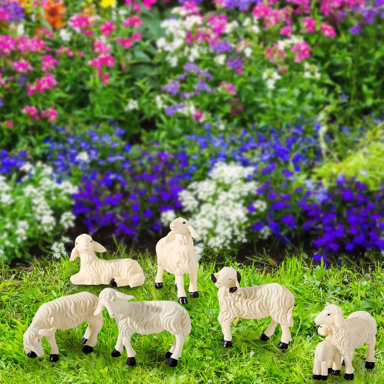 Dengmore Garden Decoration Lamb Flower Bonsai Garden Flower Pot Resin Crafts for Home Decor