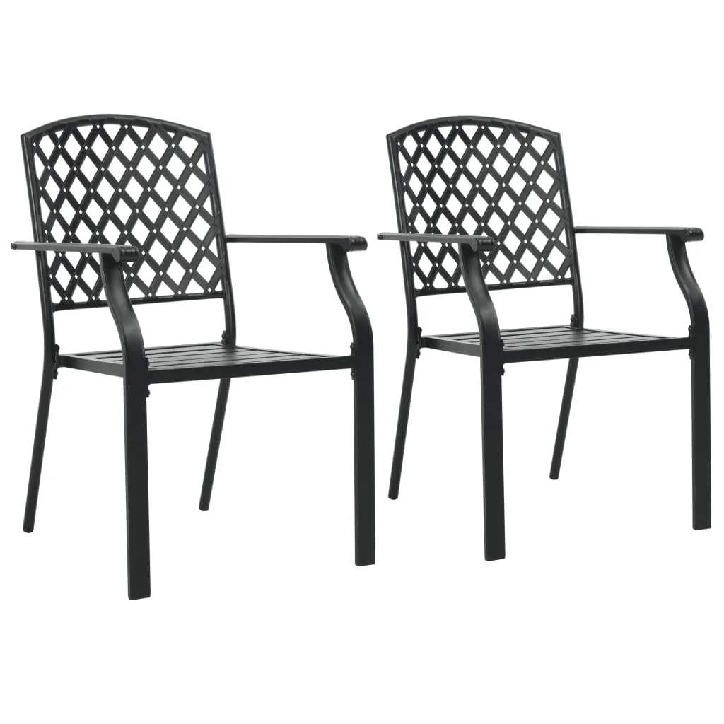 OWSOO Stackable  Chairs 2 pcs Steel Black