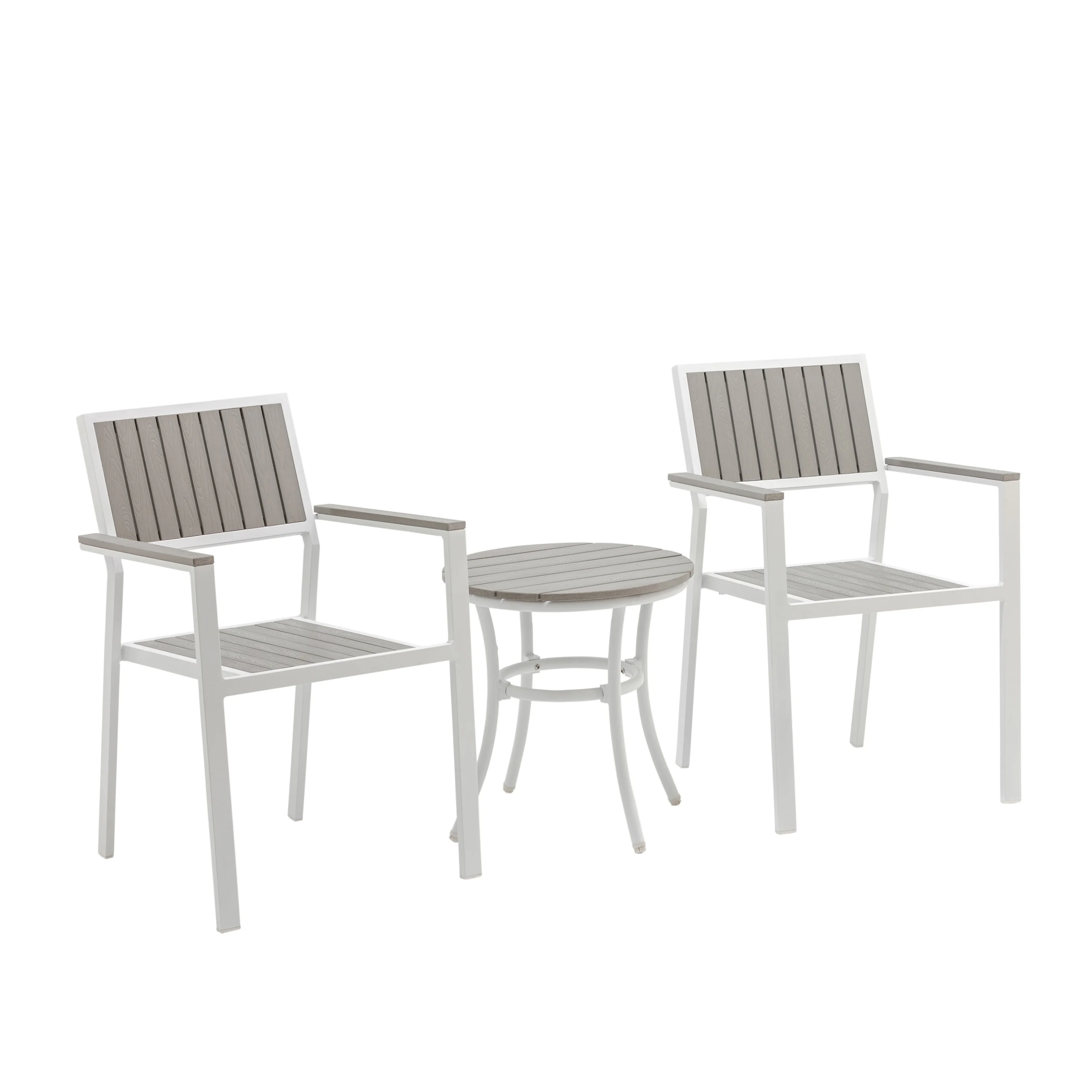 Ez-Care Tek-Wood 3-Piece Steel Patio Set - White and Slate Grey
