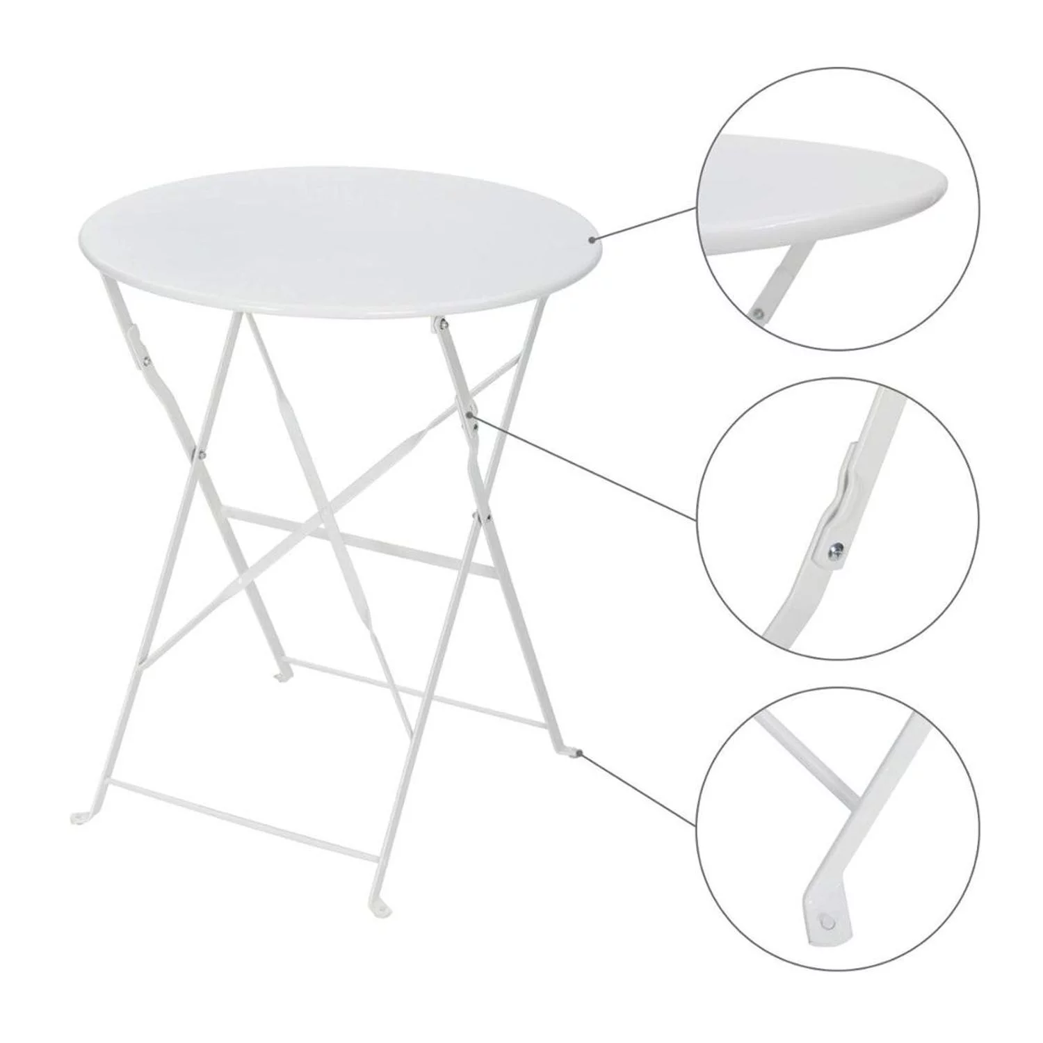 Myron 3 Piece Bistro Style Furniture Set – 2 Eye Catchy Chair With a Round Tea Table - White