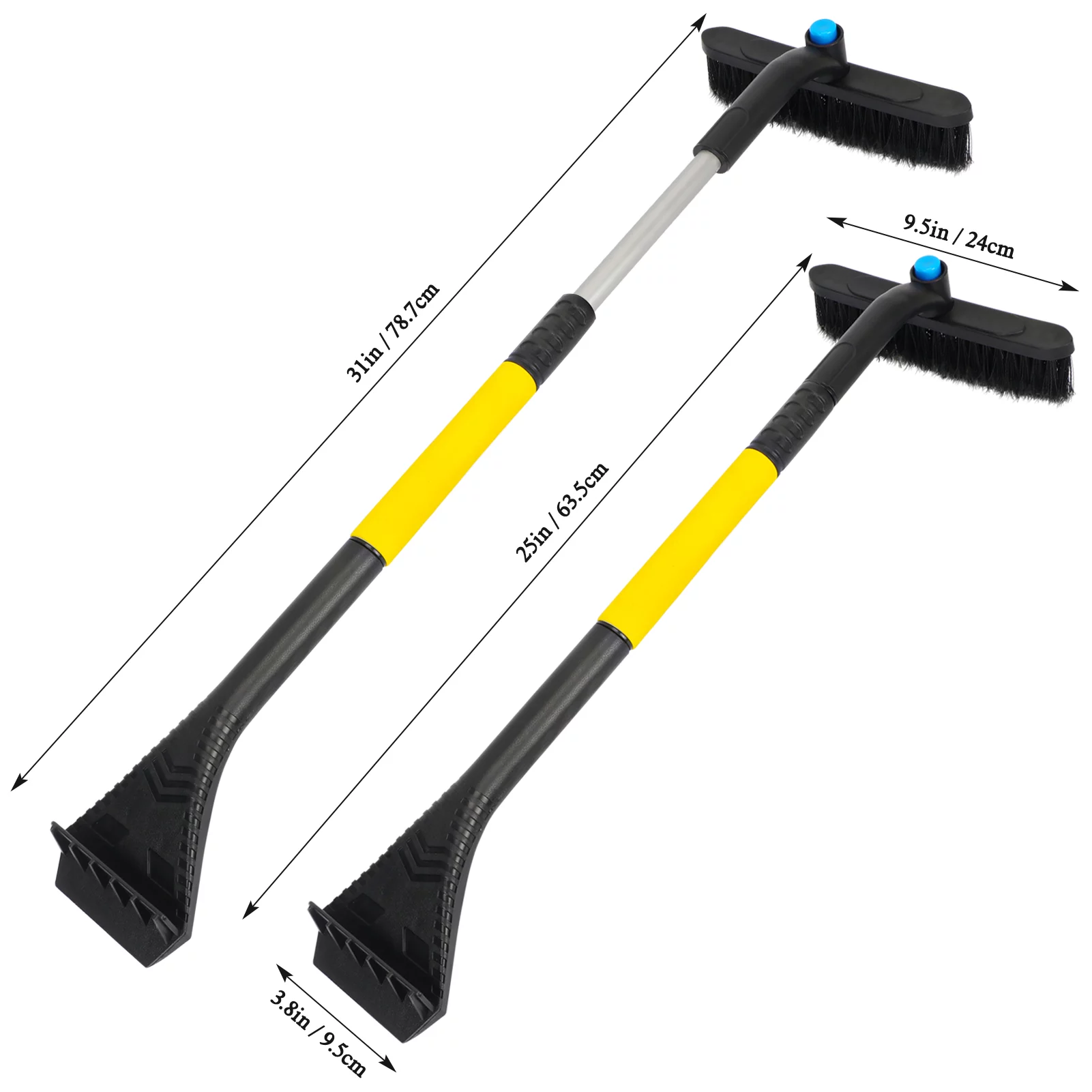 WWW Snow Shovel, 4 in 1 Snow Removal Perfect Sized Snow Shovel Safer Than Metal Snow Shovels,Dune Spoons Beach Diggers(Yellow Black)