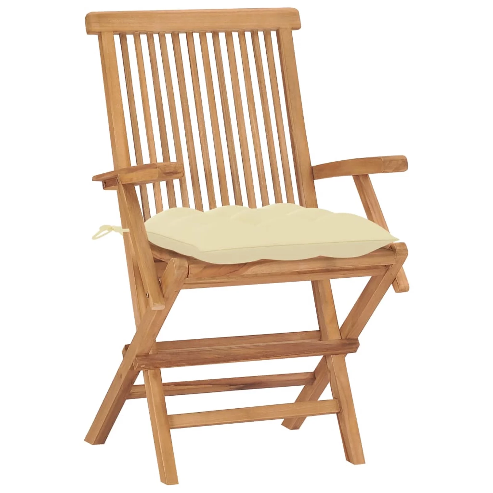 Andoer Garden Chairs with Cream White Cushions 2 pcs Solid Teak Wood