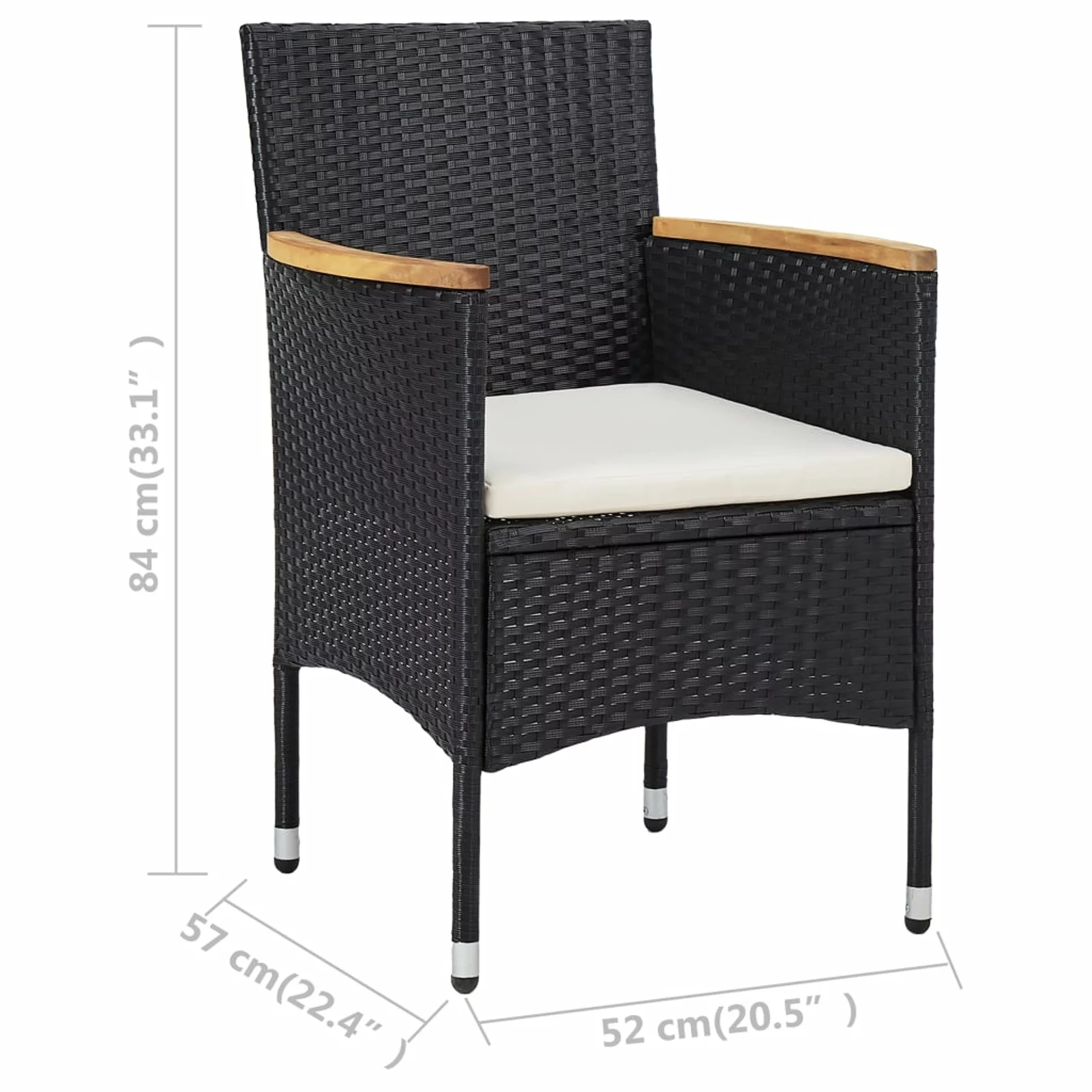Garden Dining Chairs 2 pcs Poly Rattan Black