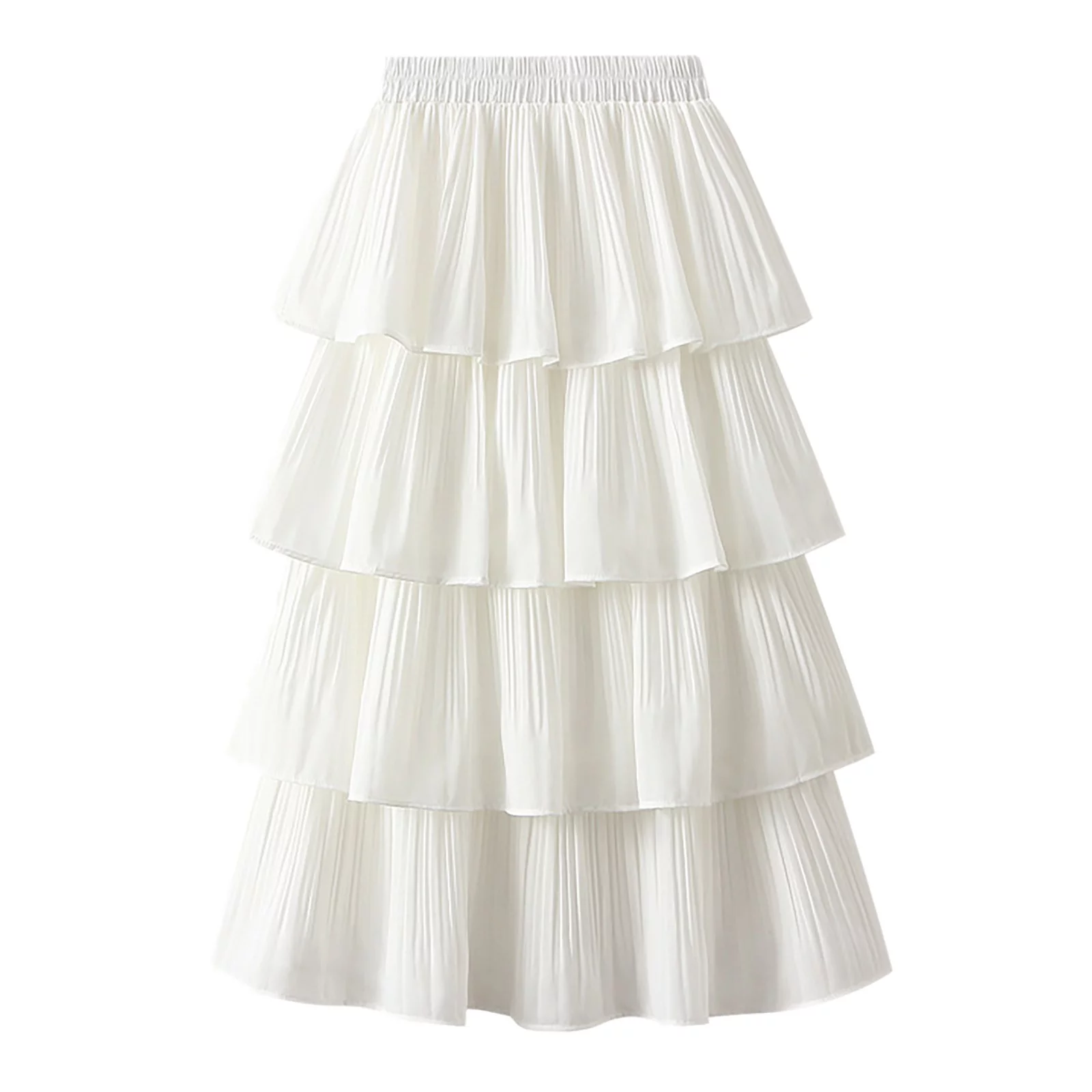 Summer Jean Skirt New Women Tiered Pleated High Waist Cake Skirt Lady Casual Dress Female Solid Skirt Skirts For Women Uk