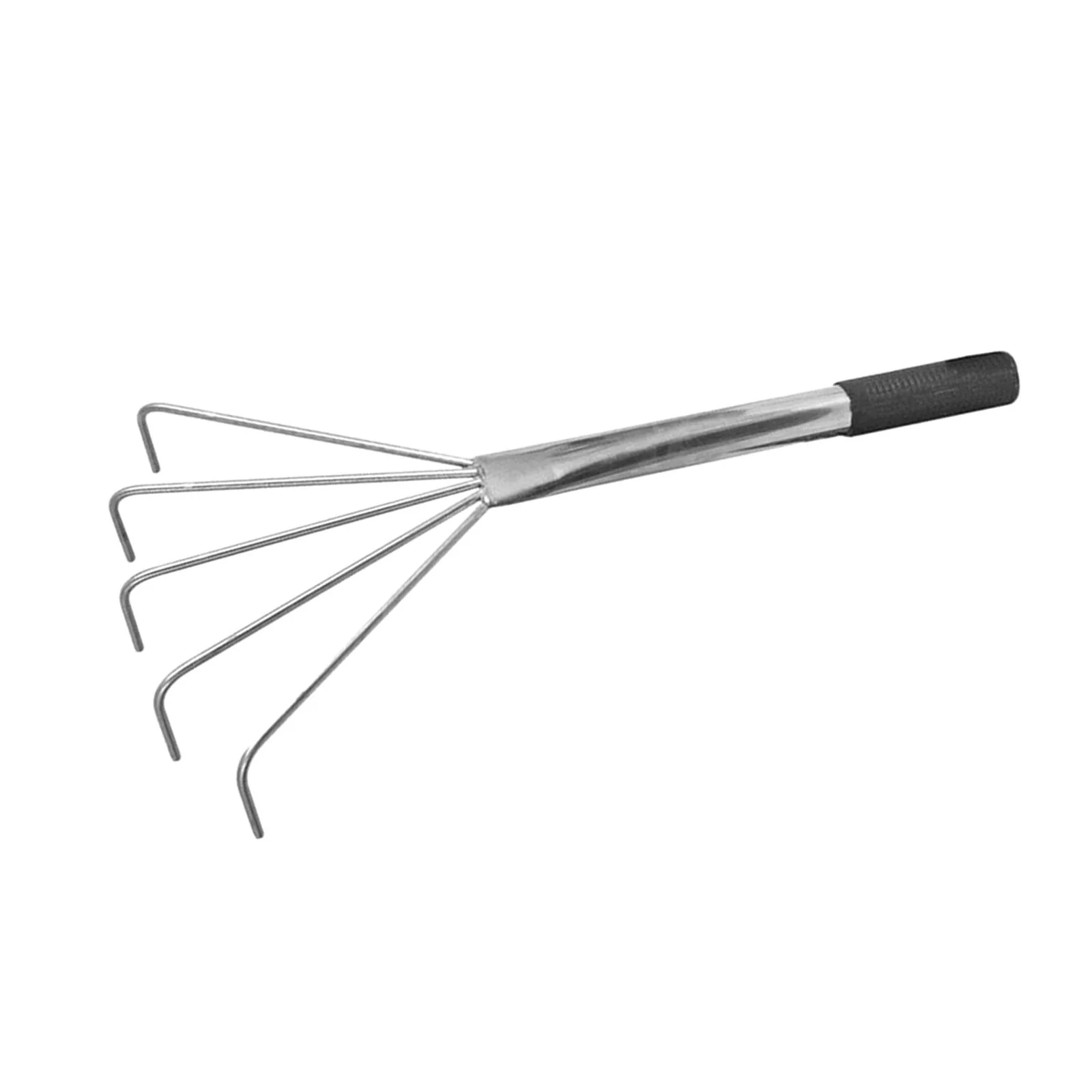 koolsoo Gardening Hand Rake Grass Rake 5 Tines with Ergonomic Handle Stainless Steel Rake Small Leaf Rake for Planting Soil Loosening Handle length 28cm