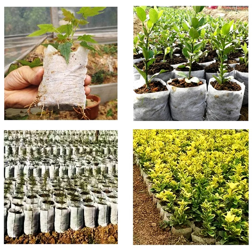 CreativeArrowy 100 Pcs Non-Woven Nursery Bags Solid Plants Grow Bags Seed Starter Bags Fabric Seedling Pots Plants Pouch 28*30cm