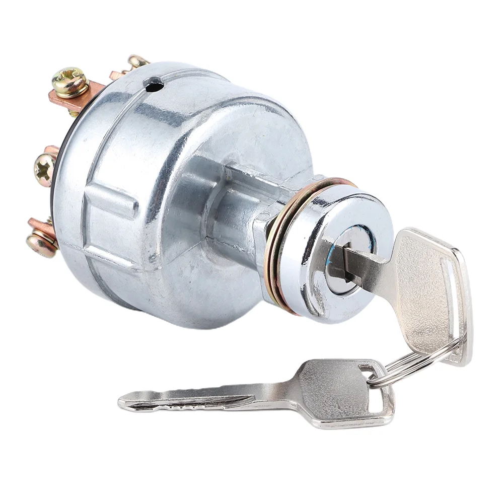 Ignition Switch, Ignition starter key Switch With 6 Terminal Wire Digger Tractor Mower 2 Keys Fit for Kobelco SK200-3/ SK200‑5/ SK120‑5