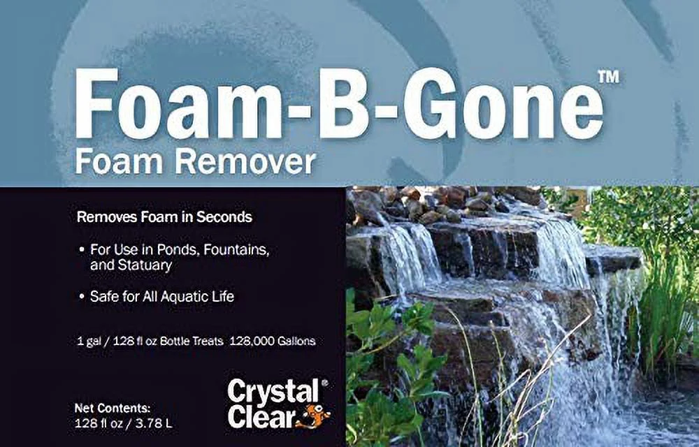 CrystalClear Foam-B-Gone Pond Foam Remover - 1 Gallon Treats Up to 128,000 Gallons