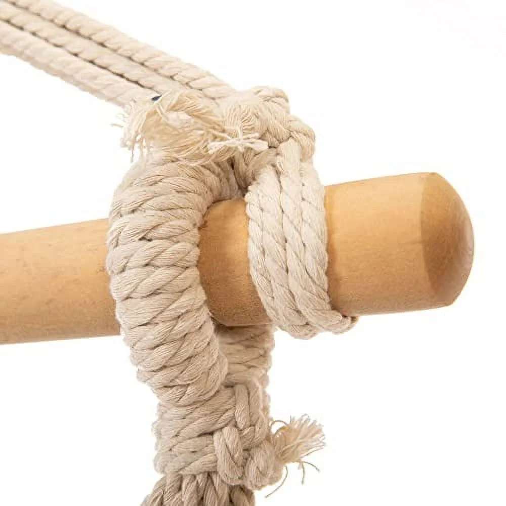 Castaway Living Hammock Chair, Hanging Rope Cushioned Swing with Quick Dry Fabric for Indoor & Outdoor Use - Blue and Green Stripe