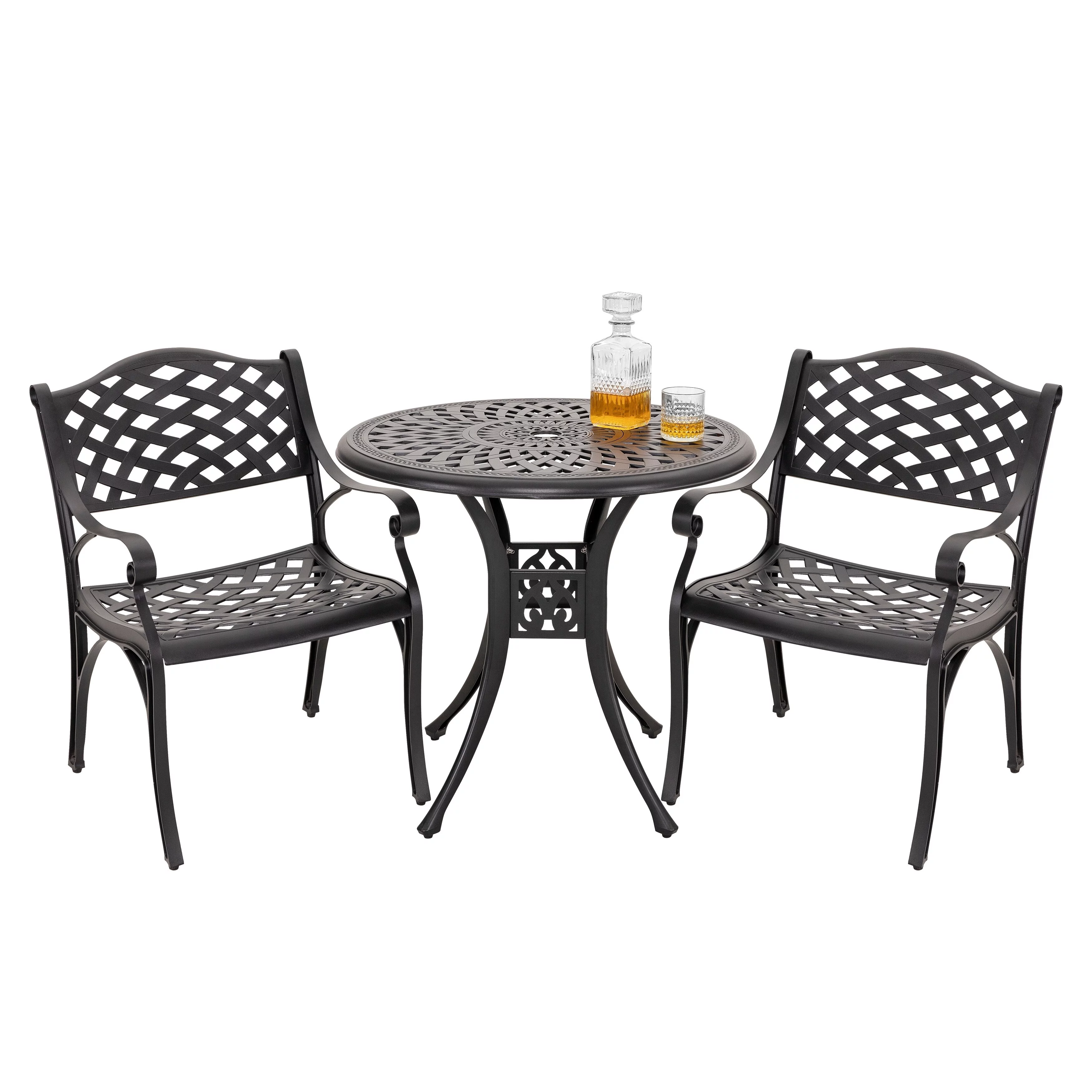 Nuu Garden  3-piece Powder Coated Aluminum Dining Set, Antique Brown