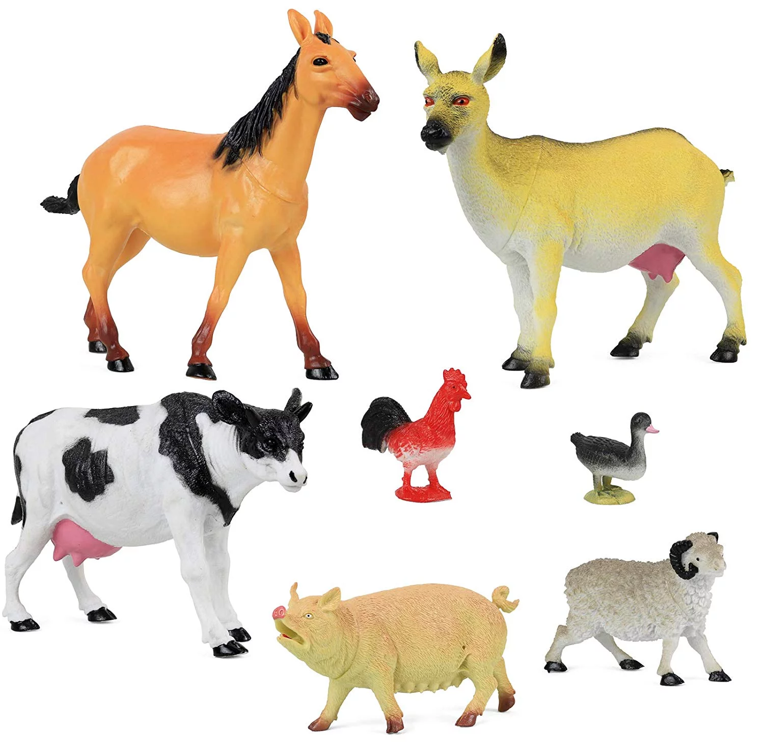 Click N' Play Realistically Designed Jumbo Farm Animals Action Figure Set, 7 Pieces