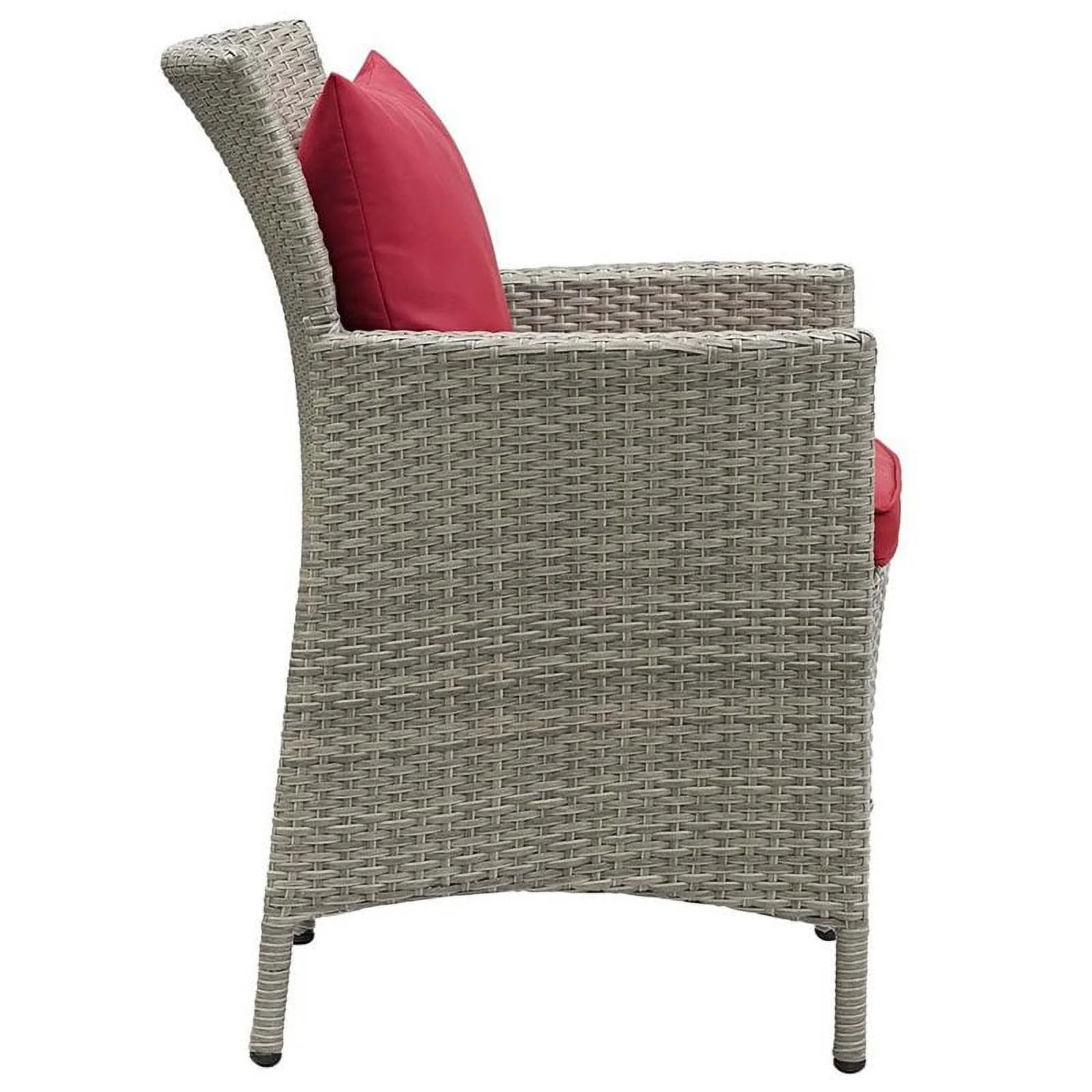 Pemberly Row  Patio Dining Arm Chair in Light Gray and Red