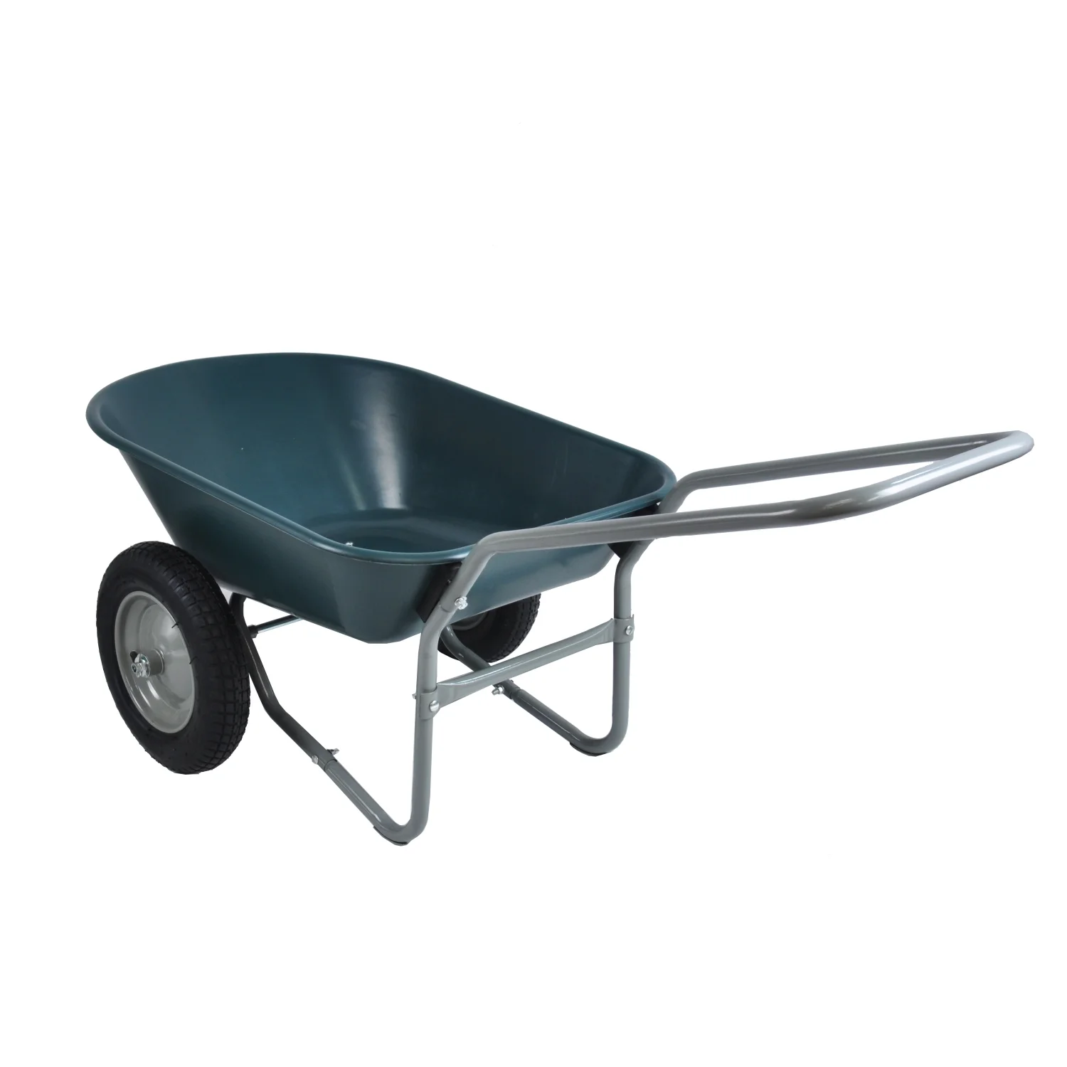 wheel barrow Two wheeled trolley for green garden 15 inch pneumatic wheel WB1001GN