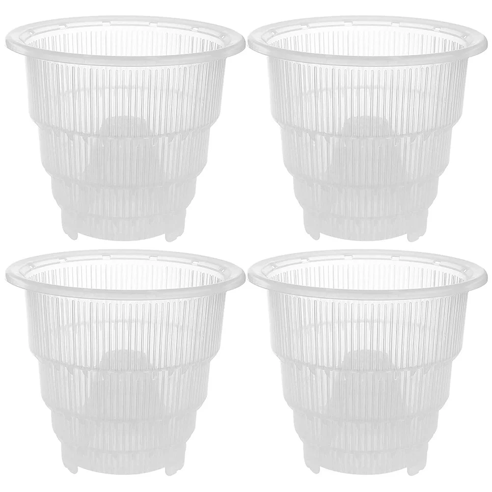 Gongxipen 4Pcs Clear Orchid Pots Plastics Breathable Slotted Orchid Planter for Indoor Outdoor