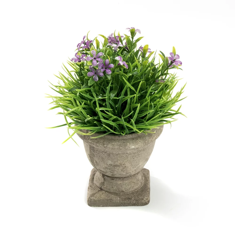 K-Cliffs Mini Artificial Purple Flowers in Trophy Design Paper Pulp Pot,Dimensions: Overall- 6.3Dia x 6.7H inches; Pot- 3.5Dia x 3.5H inches
