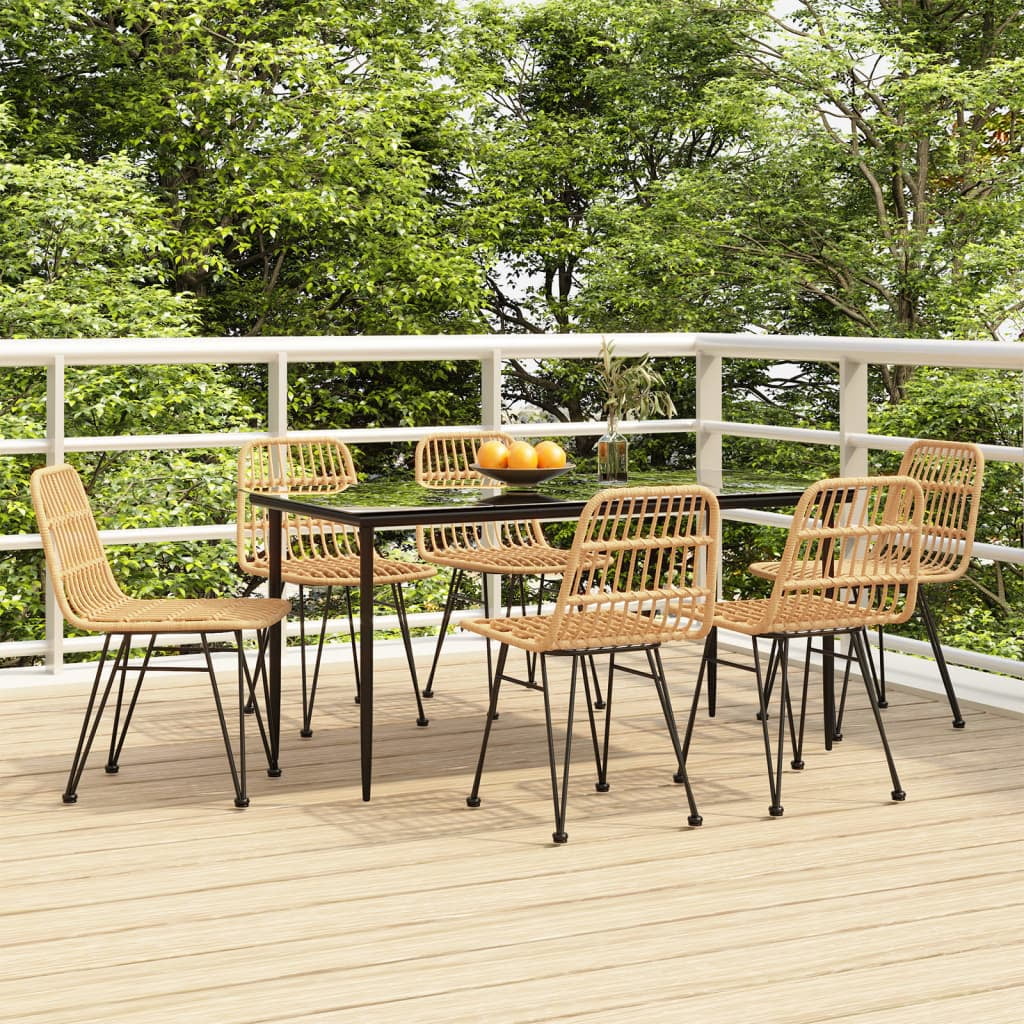 Suzicca 7 Piece Patio Dining Set Poly Rattan