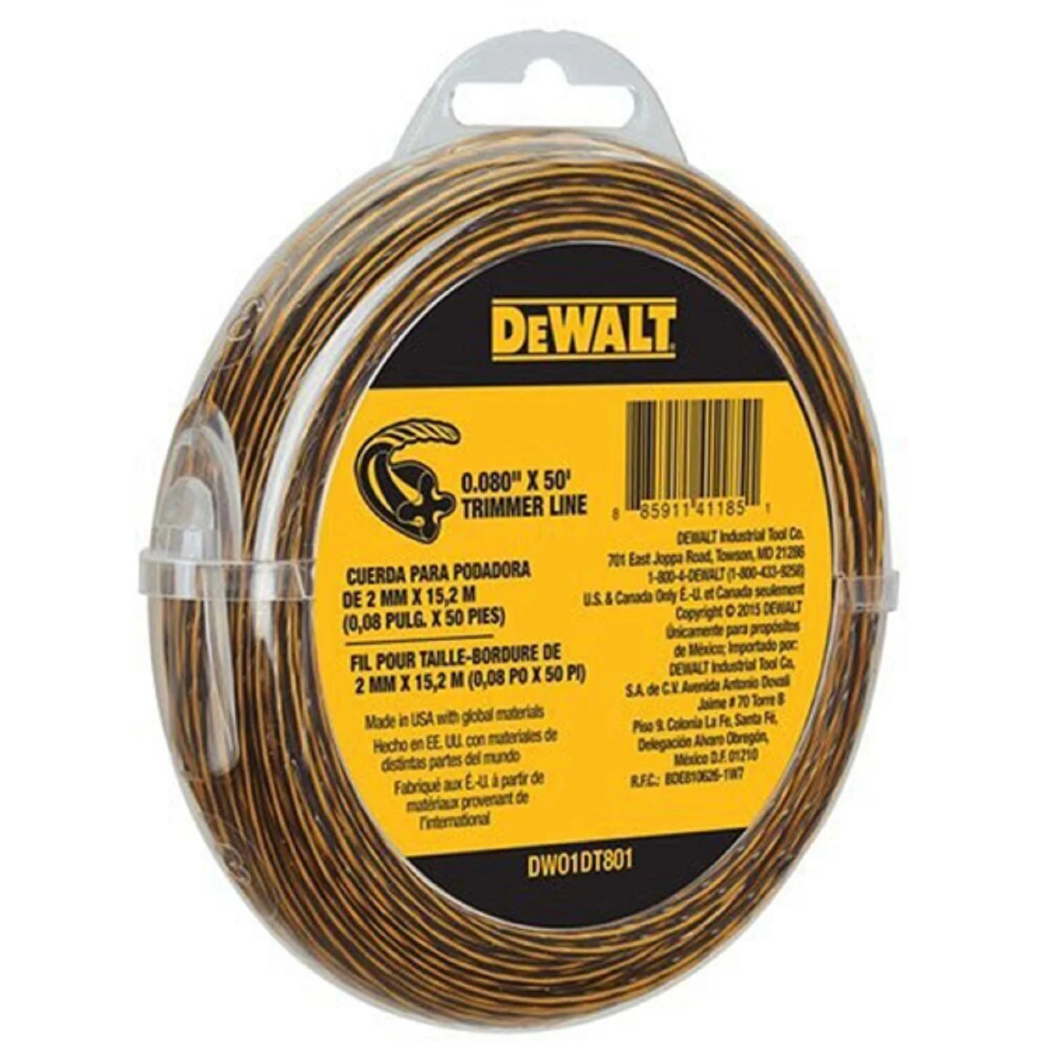 Dewalt DWO1DT801 String Trimmer Line, 50 Feet by 0.080 Inch,