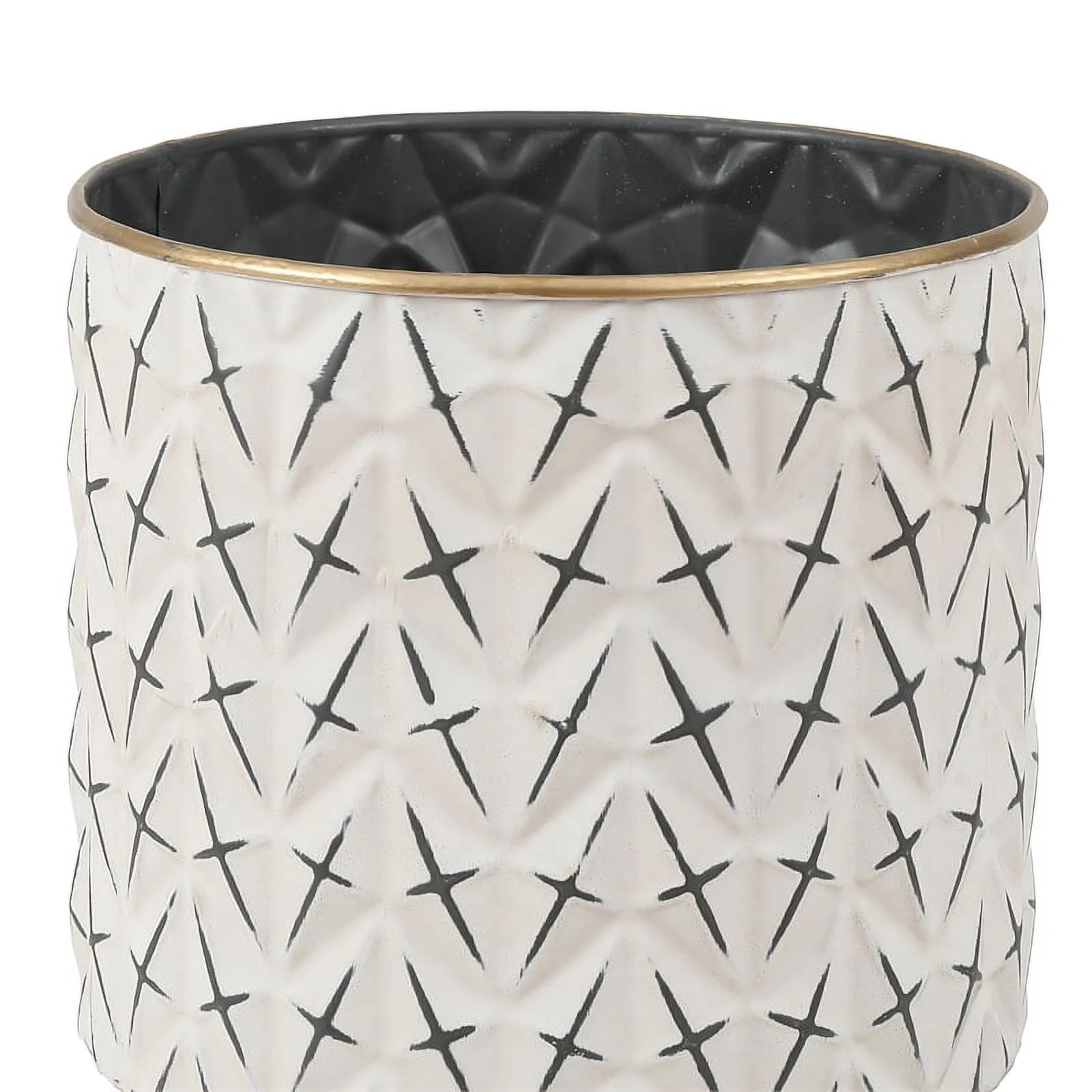 Afuera Living 3-Piece Metal Cachepot Planters in Distressed White and Black