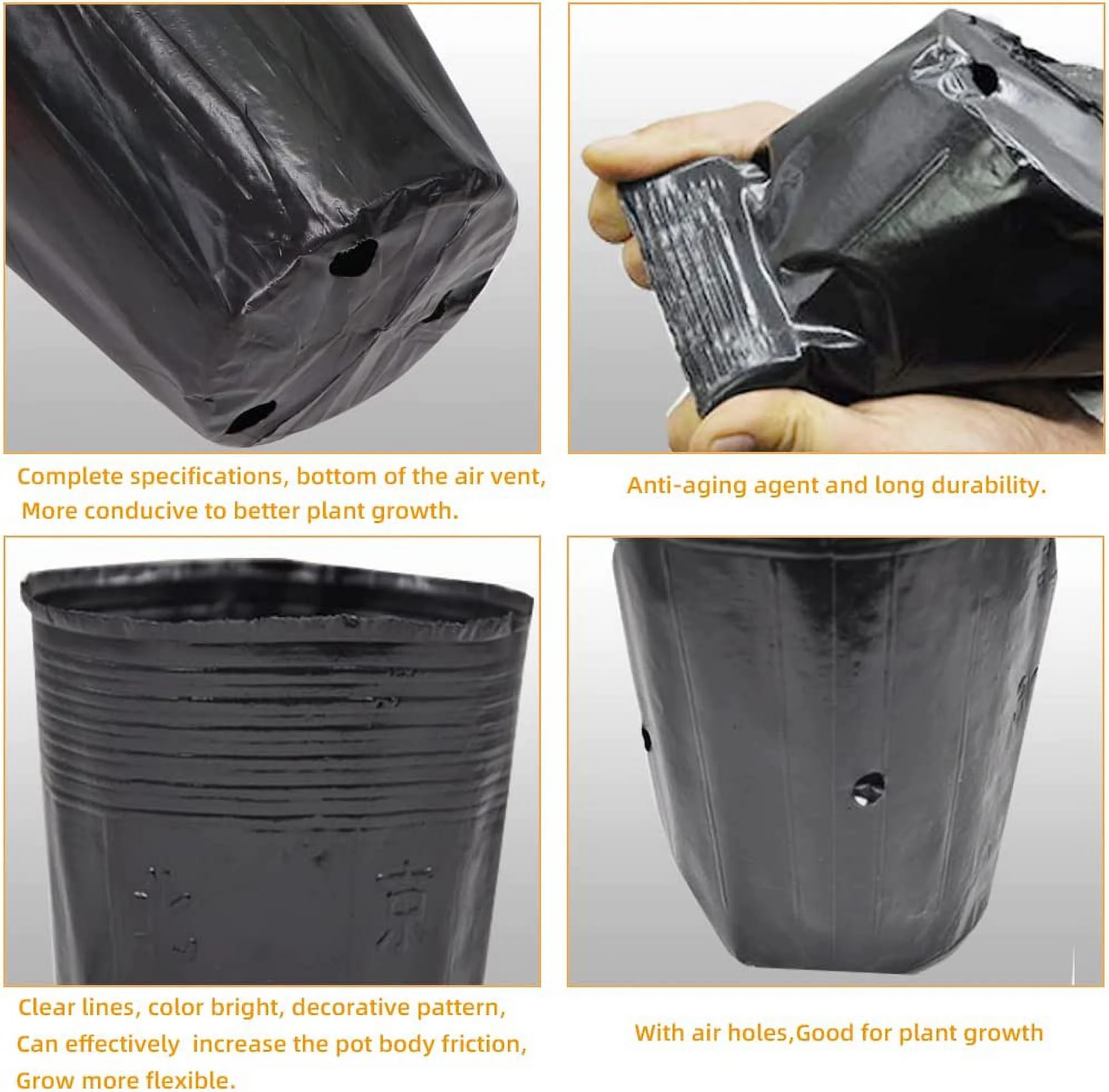 6 Inch Plastic Plants Nursery Pot/Pots Seedlings Flower Plant Container Seed Starting Pots, 60 Pcs